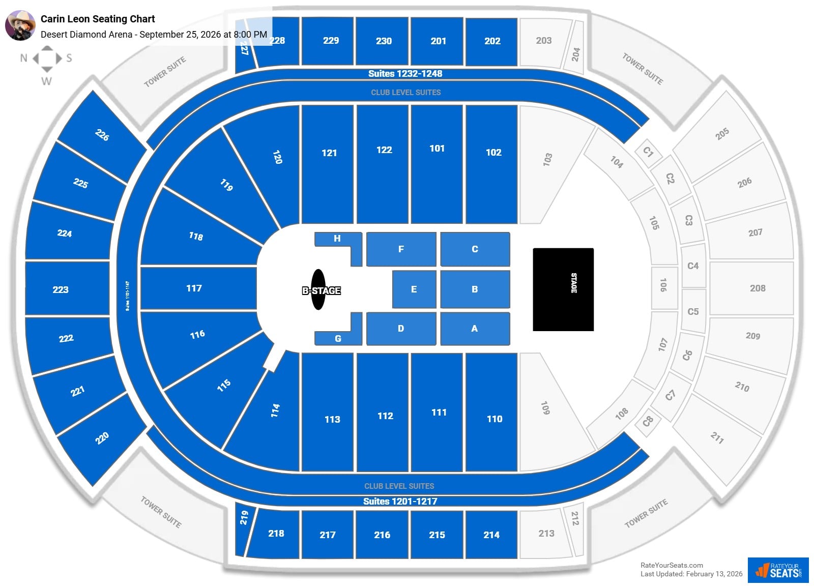 Carin Leon seating chart Desert Diamond Arena