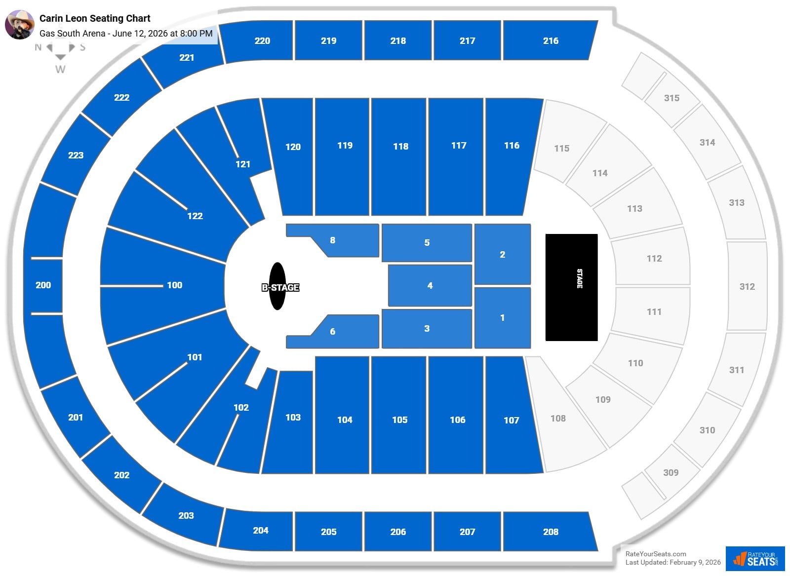 Carin Leon seating chart Gas South Arena