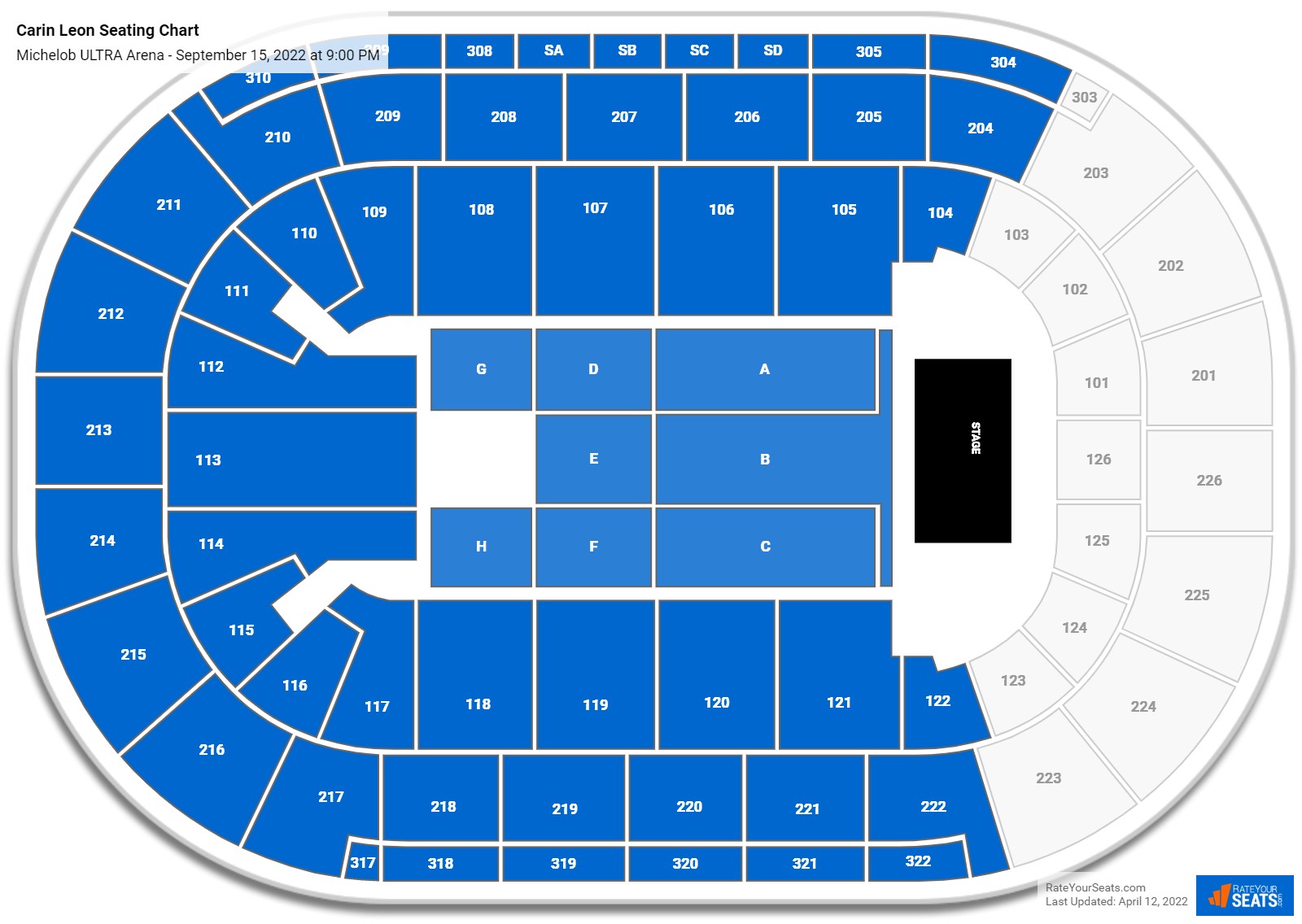 Carin Leon seating chart Michelob ULTRA Arena