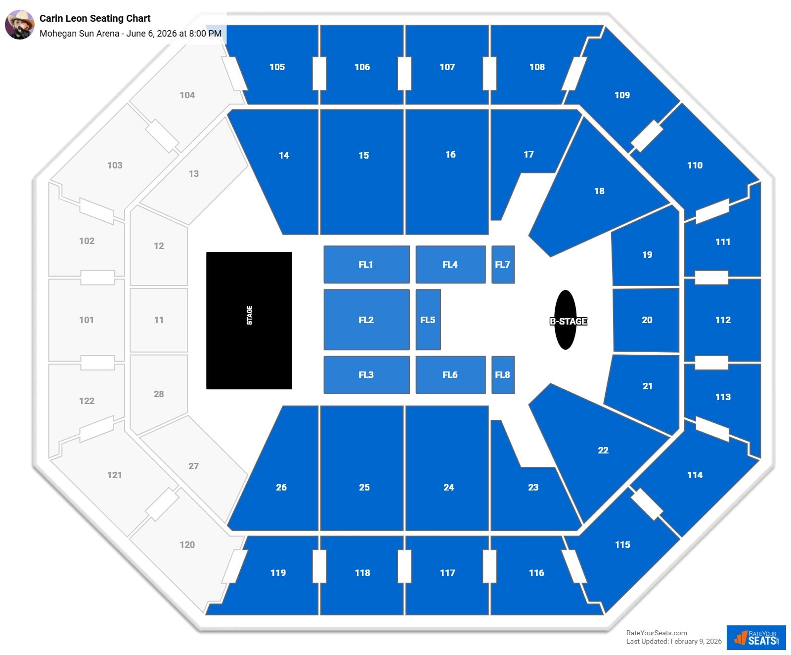 Carin Leon seating chart Mohegan Sun Arena