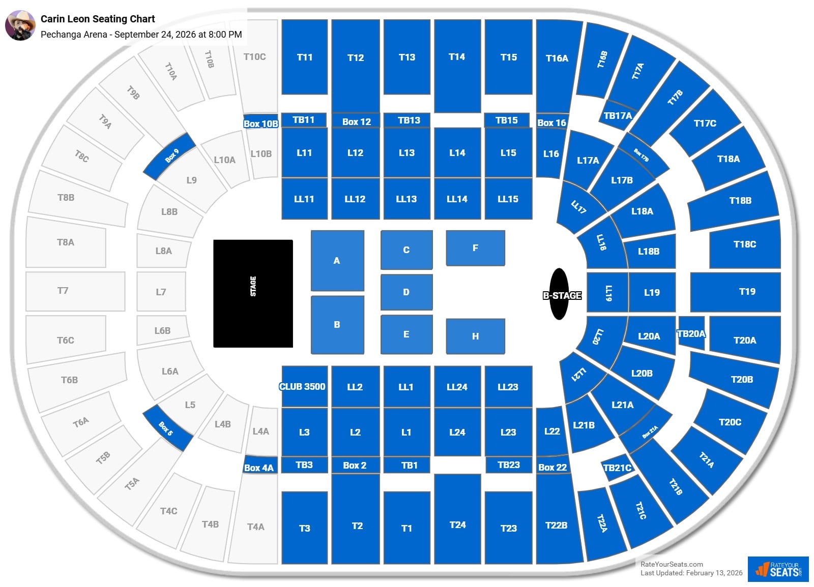 Carin Leon seating chart Pechanga Arena