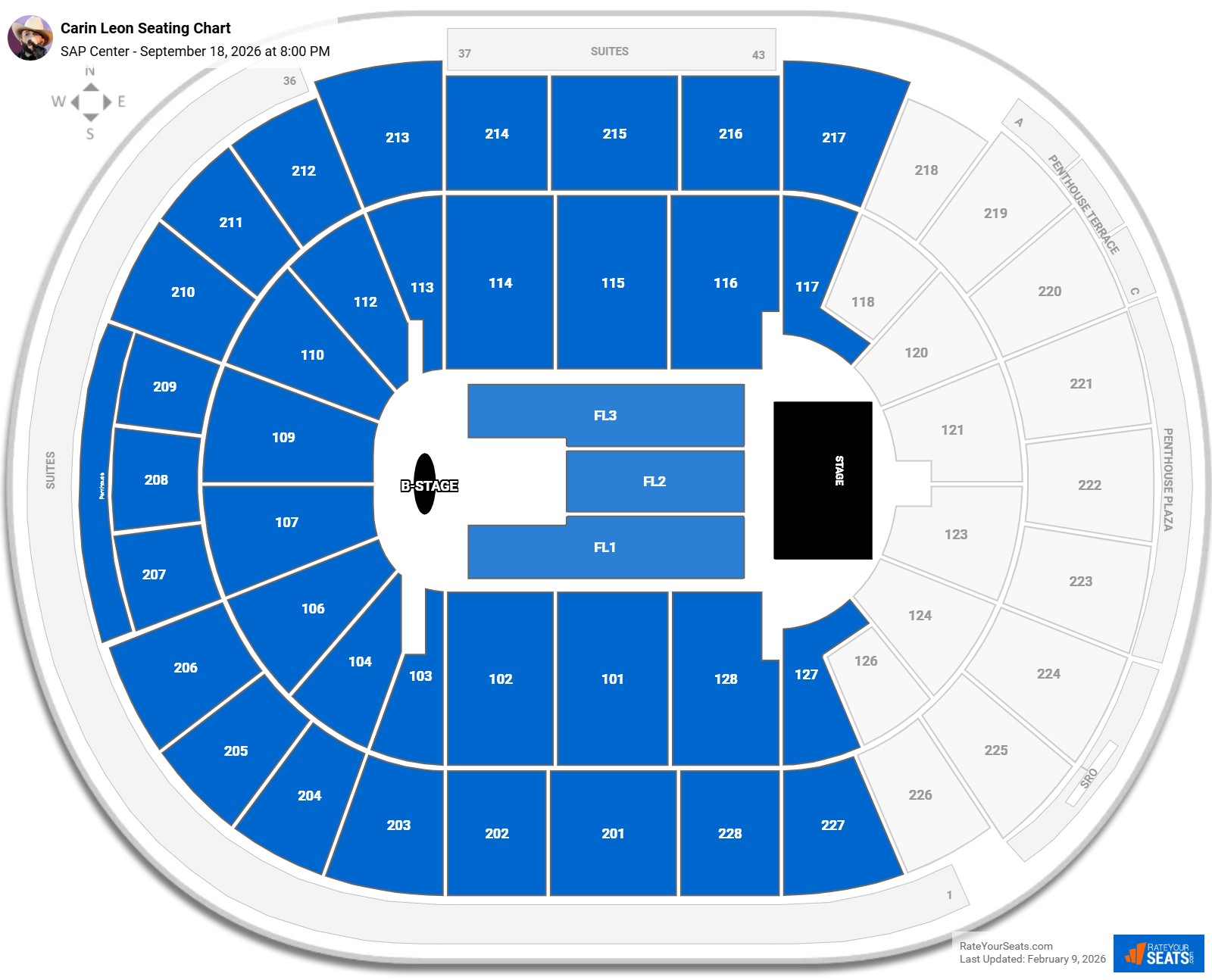 Carin Leon seating chart SAP Center