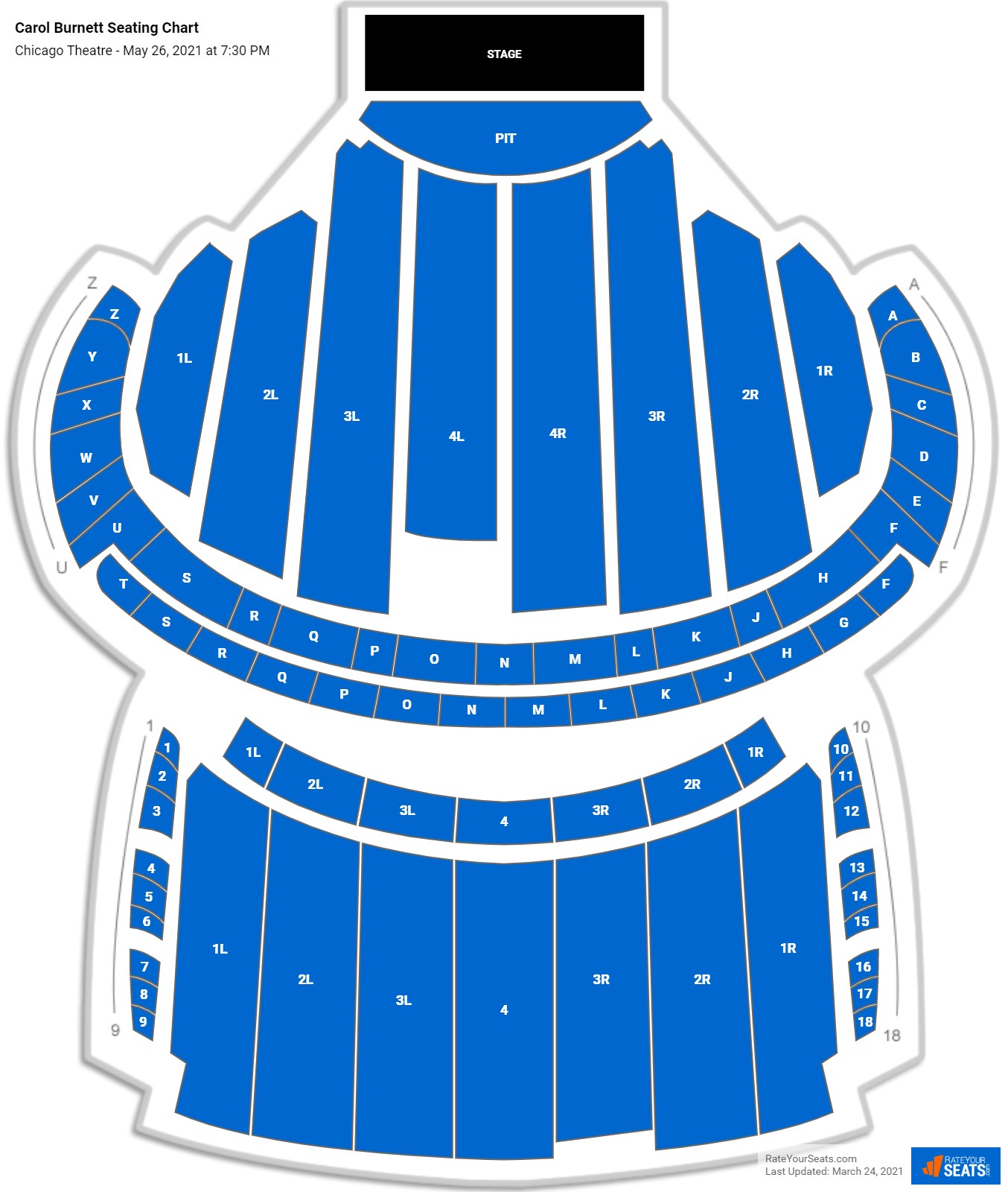 Carol Burnett seating chart Chicago Theatre