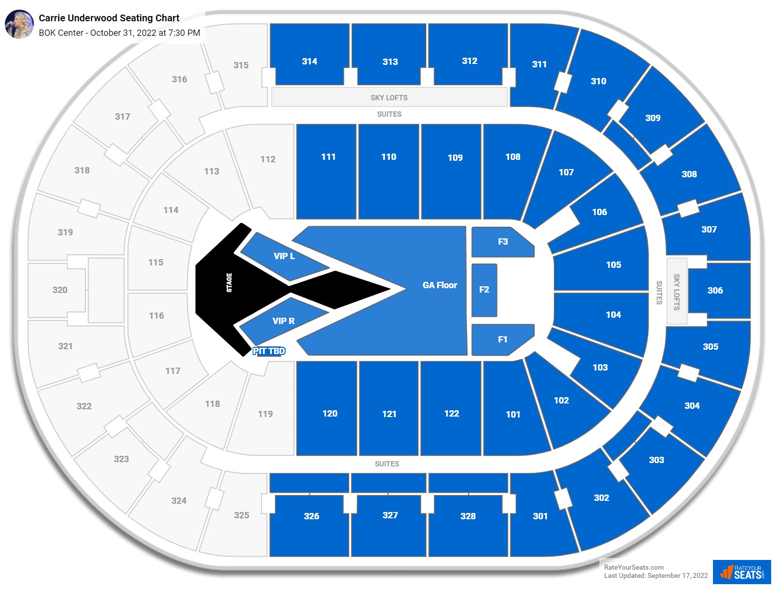 Carrie Underwood seating chart BOK Center