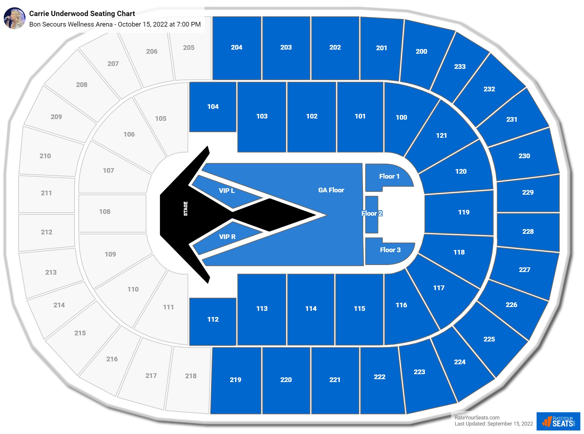 Carrie Underwood seating chart Bon Secours Wellness Arena