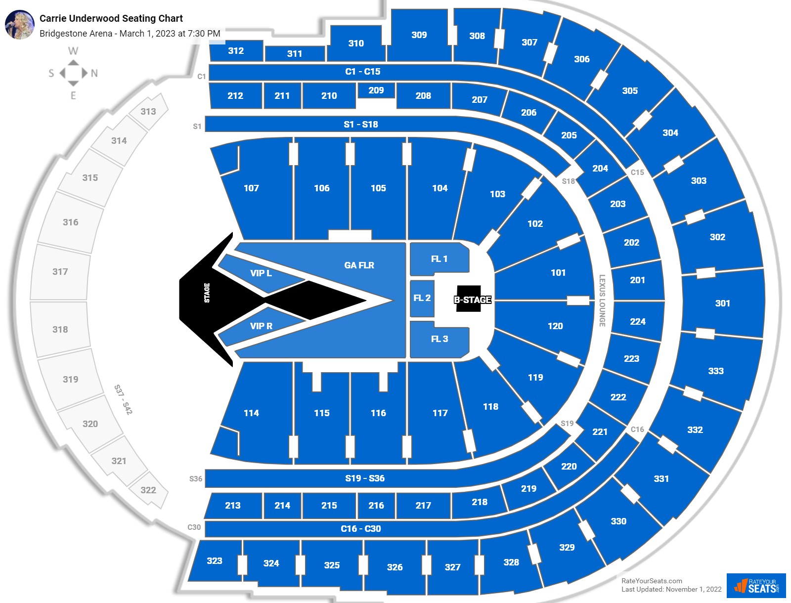 Carrie Underwood seating chart Bridgestone Arena