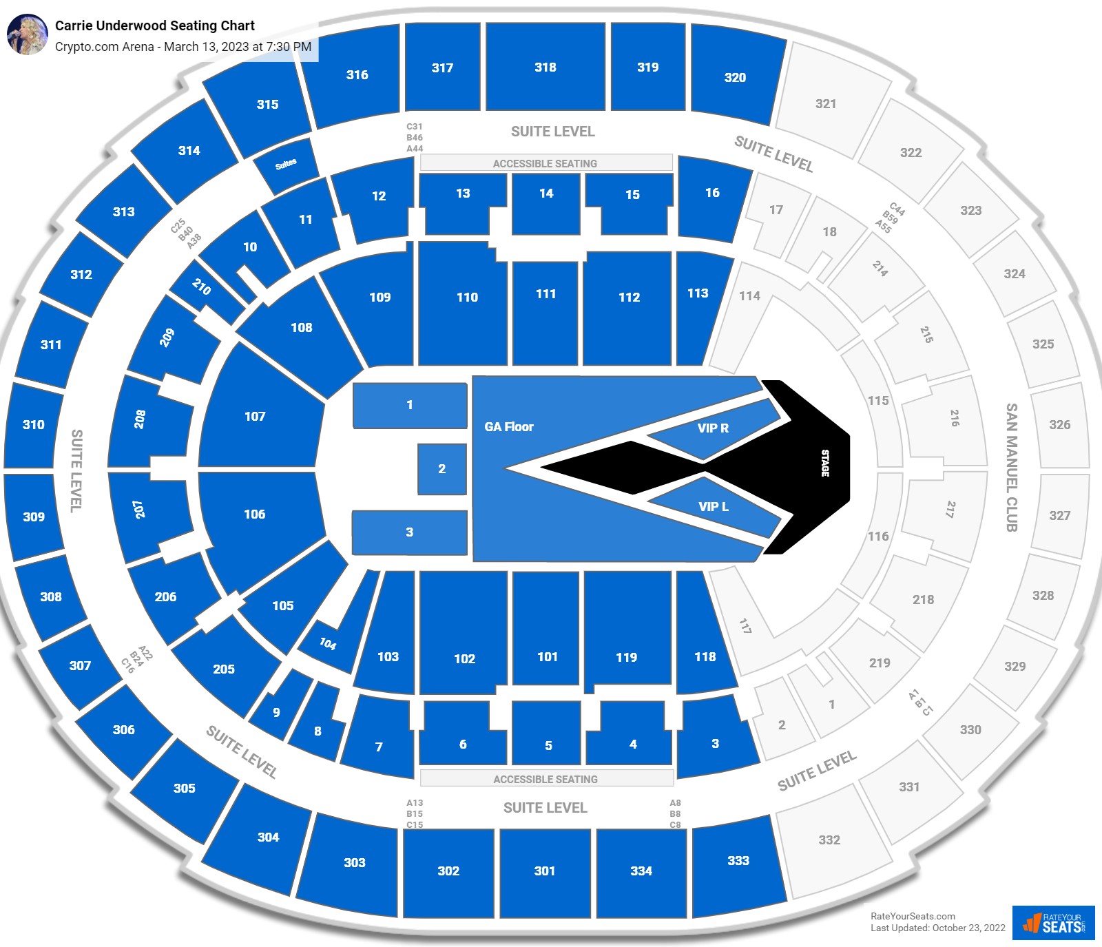 Carrie Underwood seating chart Crypto.com Arena