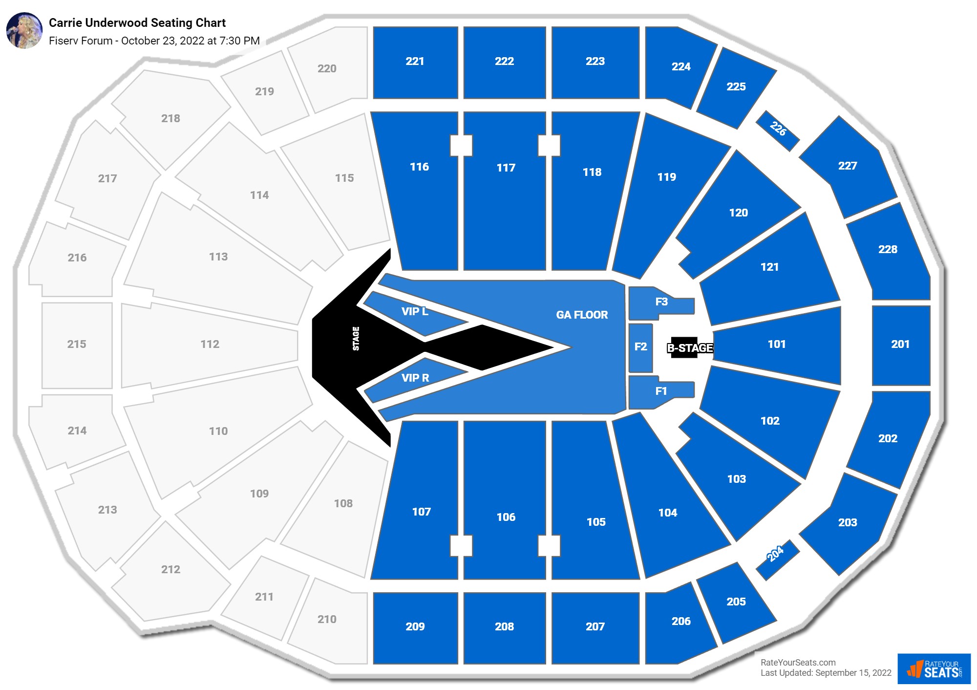 Carrie Underwood seating chart Fiserv Forum