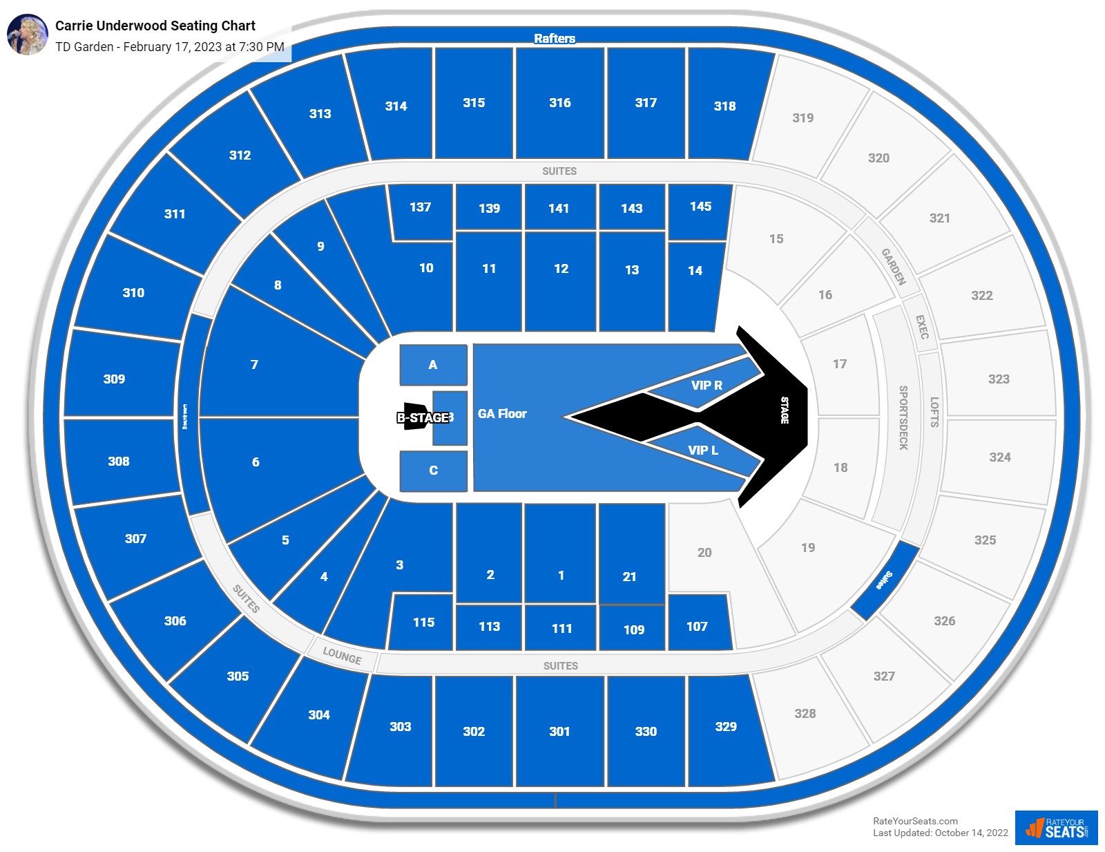 Carrie Underwood seating chart TD Garden