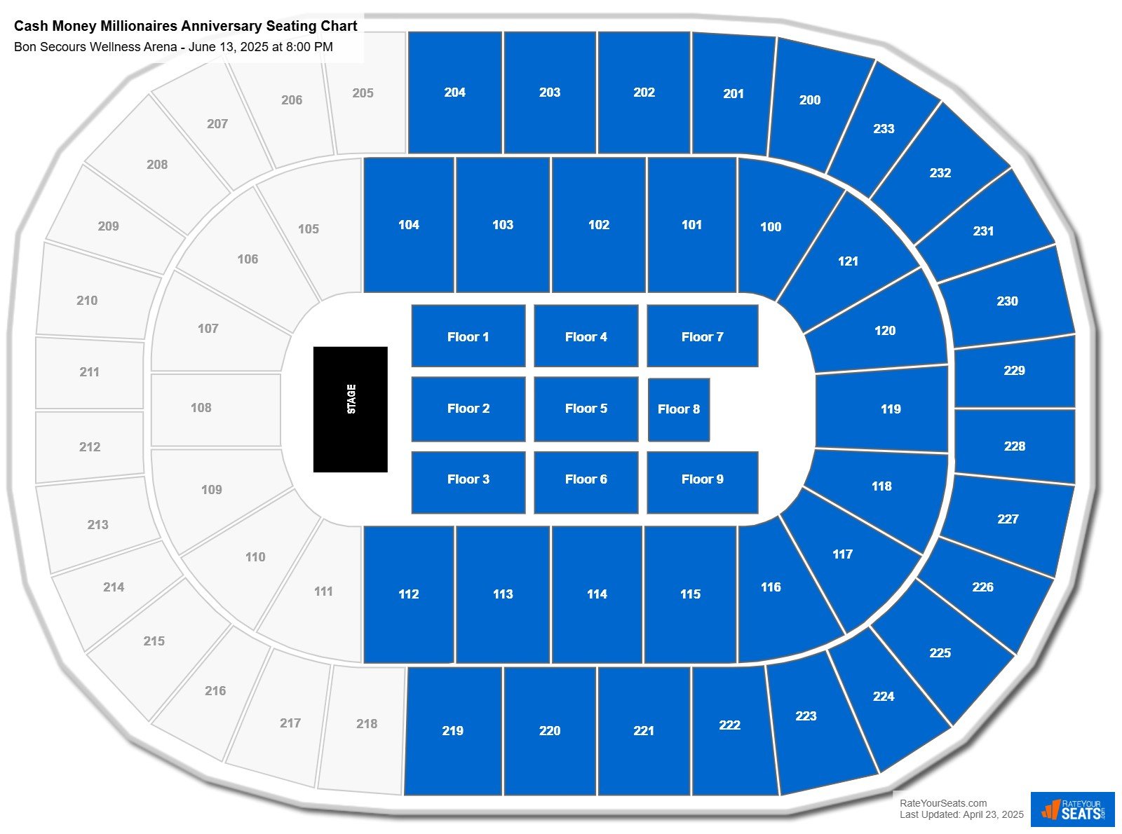 Cash Money Millionaires Anniversary seating chart Bon Secours Wellness Arena