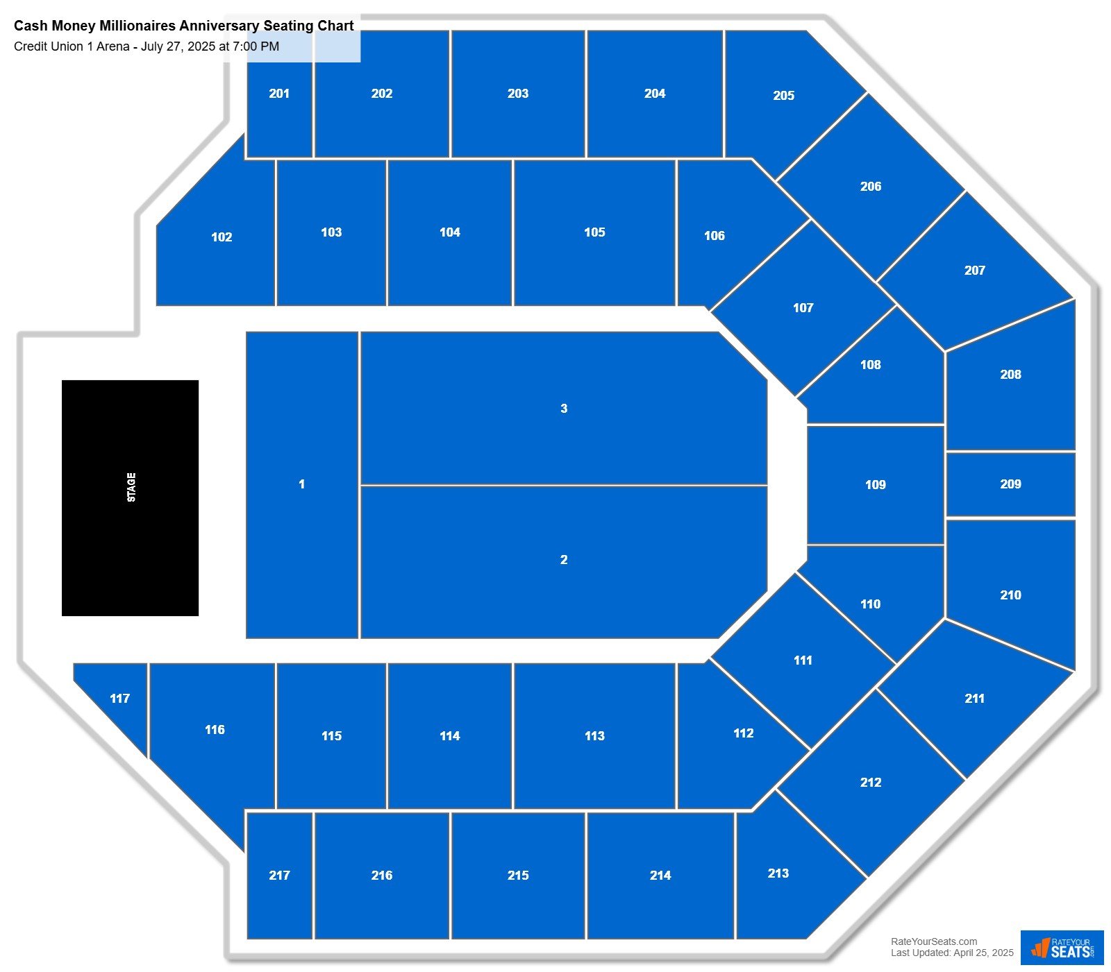 Cash Money Millionaires seating chart Credit Union 1 Arena
