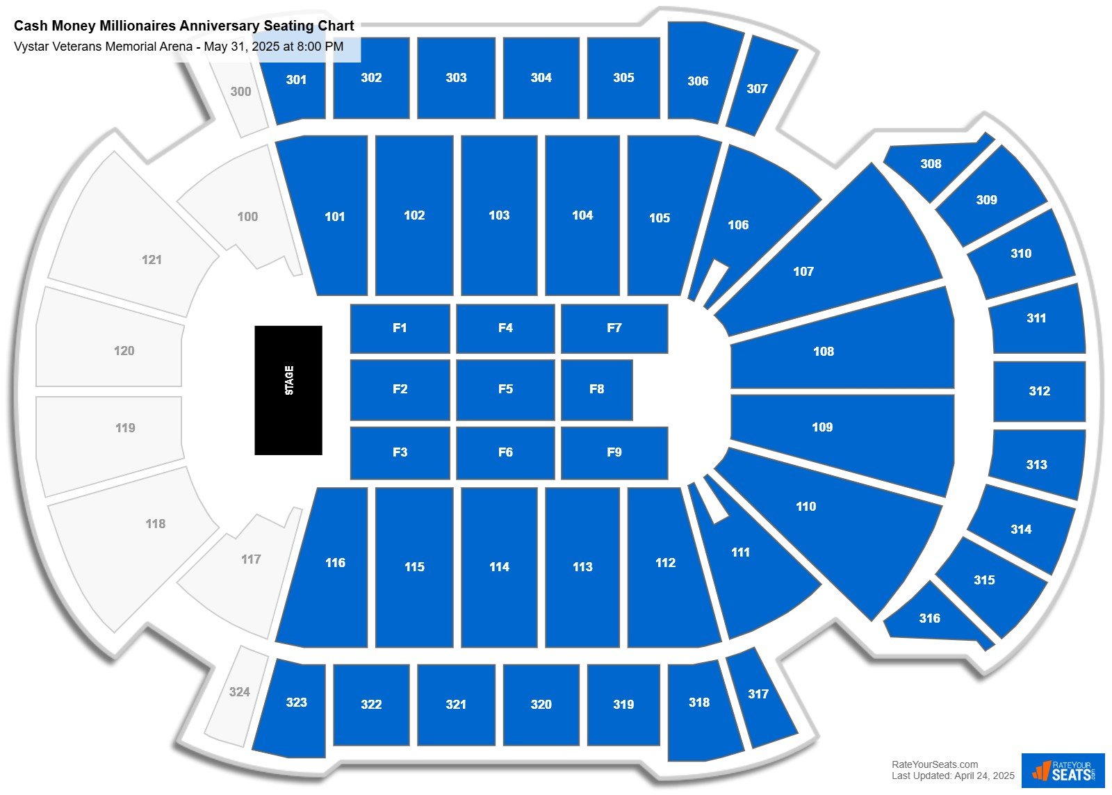 Cash Money Millionaires seating chart Vystar Veterans Memorial Arena