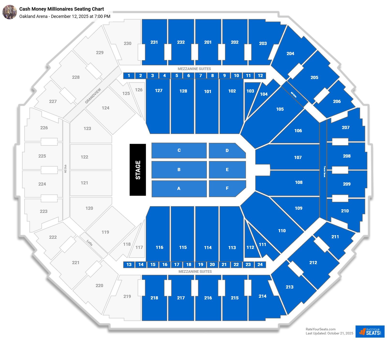 Cash Money Millionaires seating chart Oakland Arena