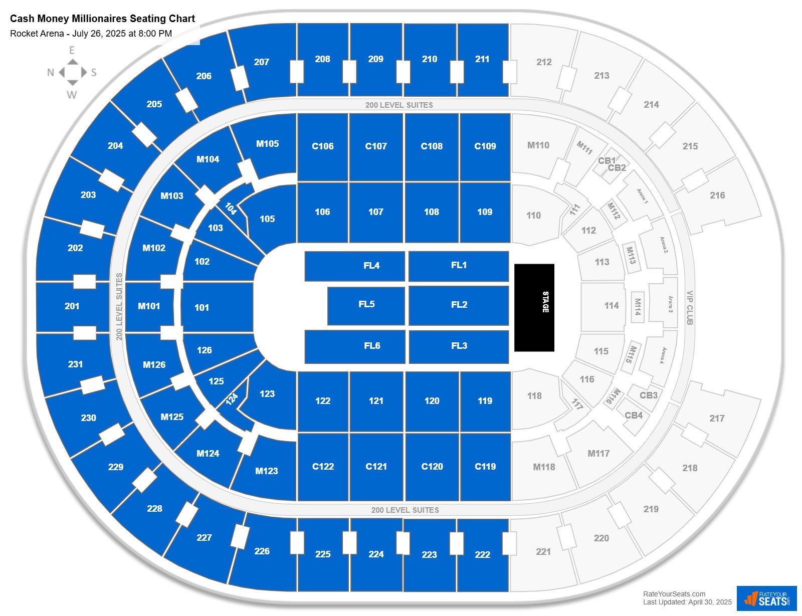 Cash Money Millionaires seating chart Rocket Arena