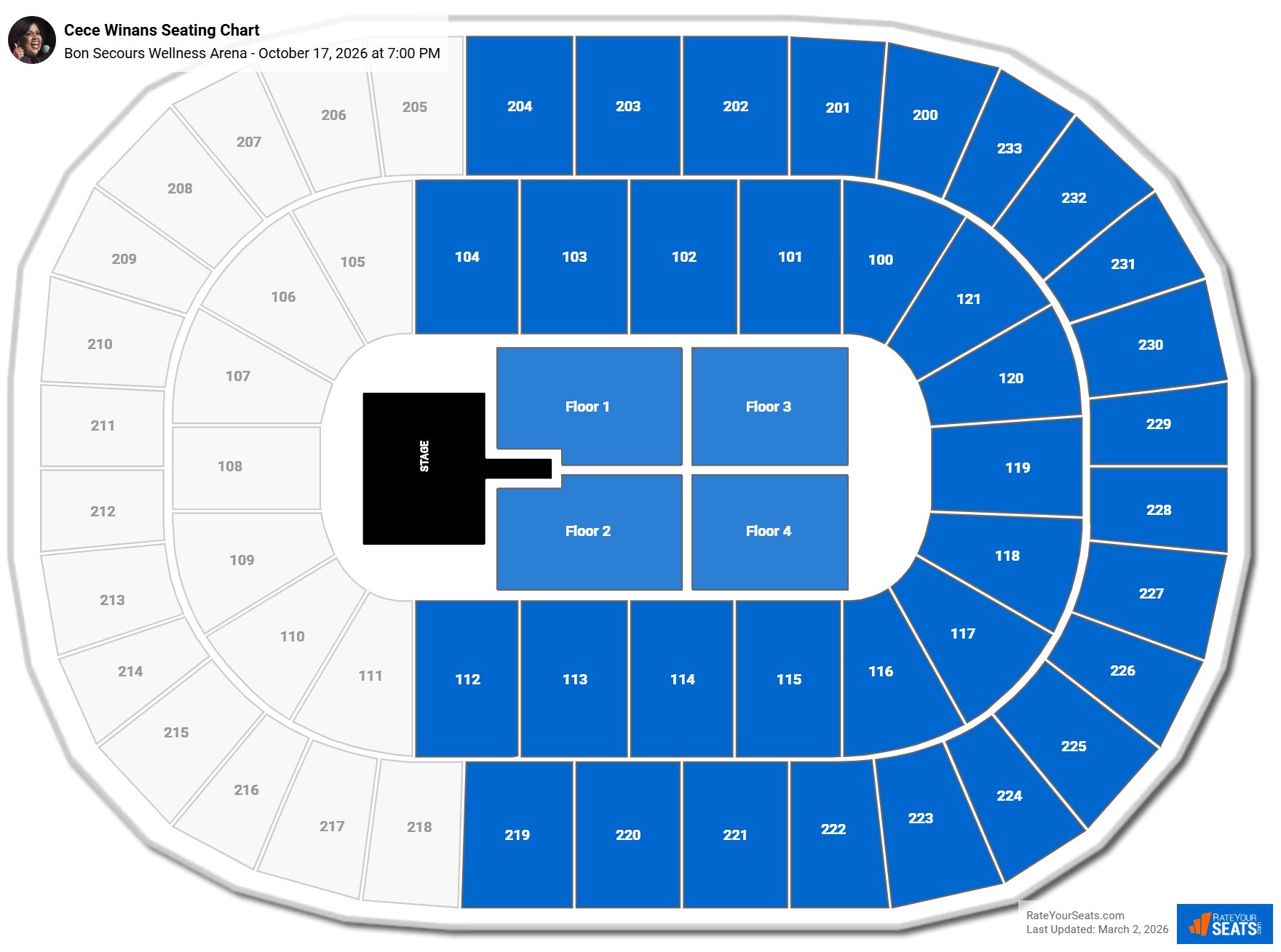 Cece Winans seating chart Bon Secours Wellness Arena