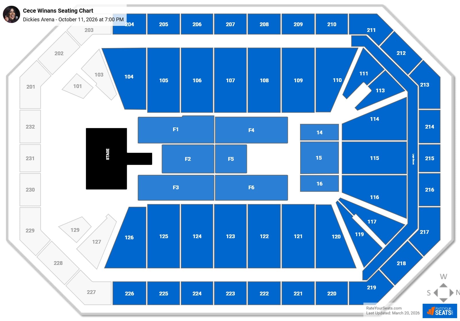 Cece Winans seating chart Dickies Arena