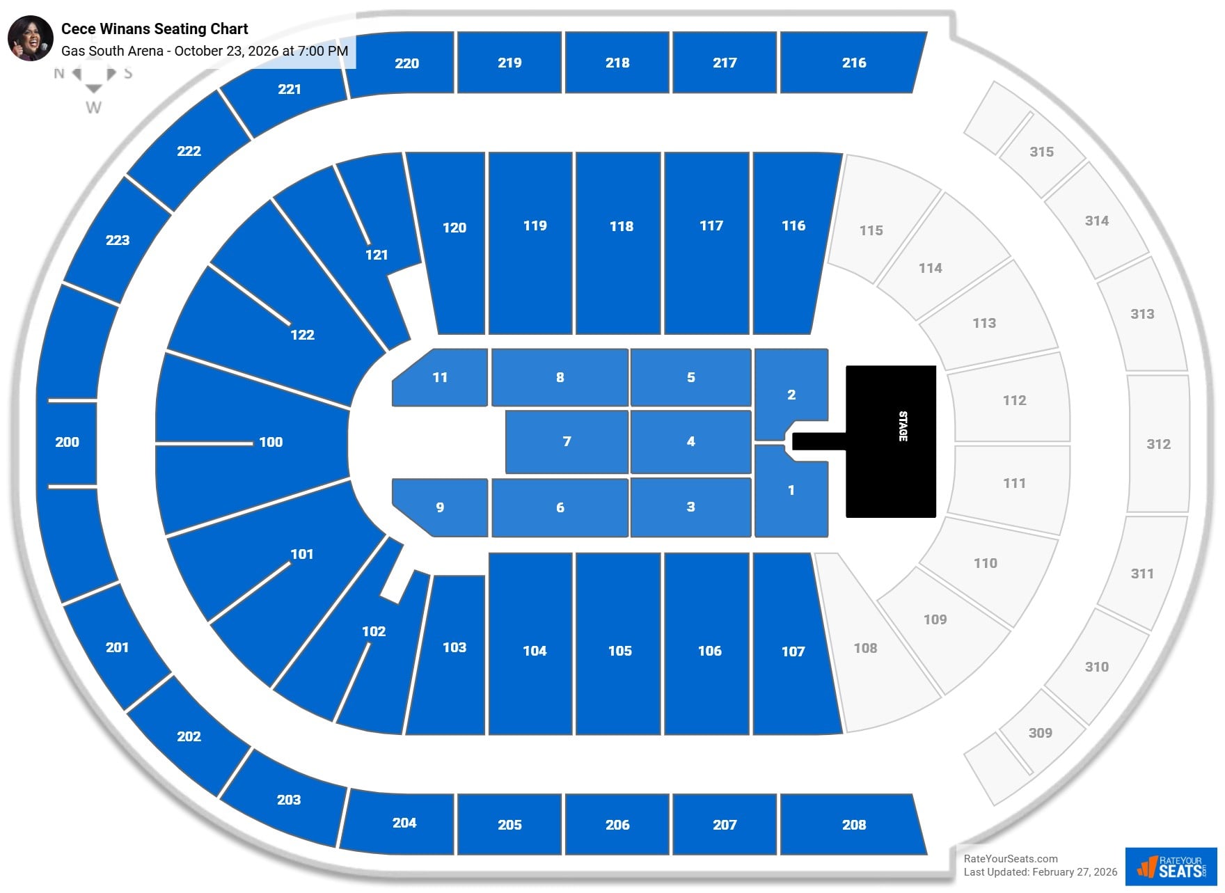 Cece Winans seating chart Gas South Arena