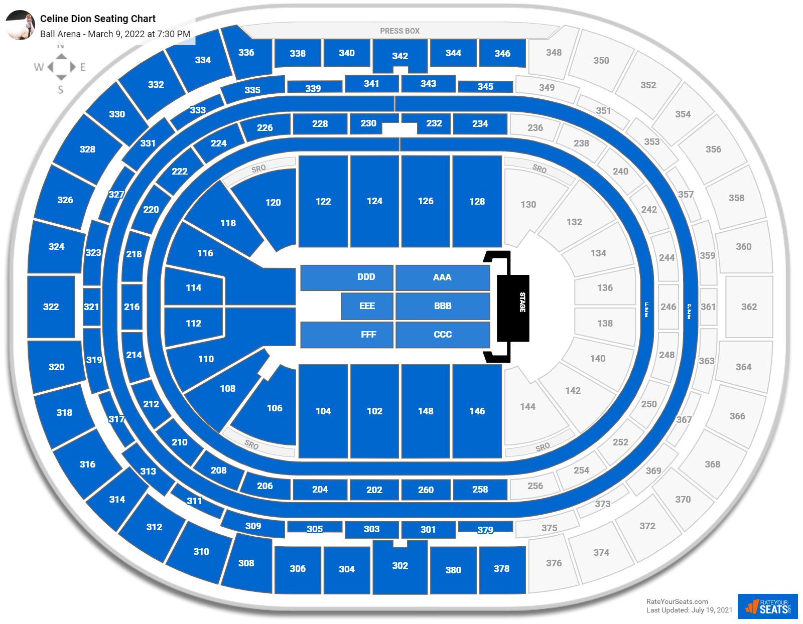 Celine Dion seating chart Ball Arena