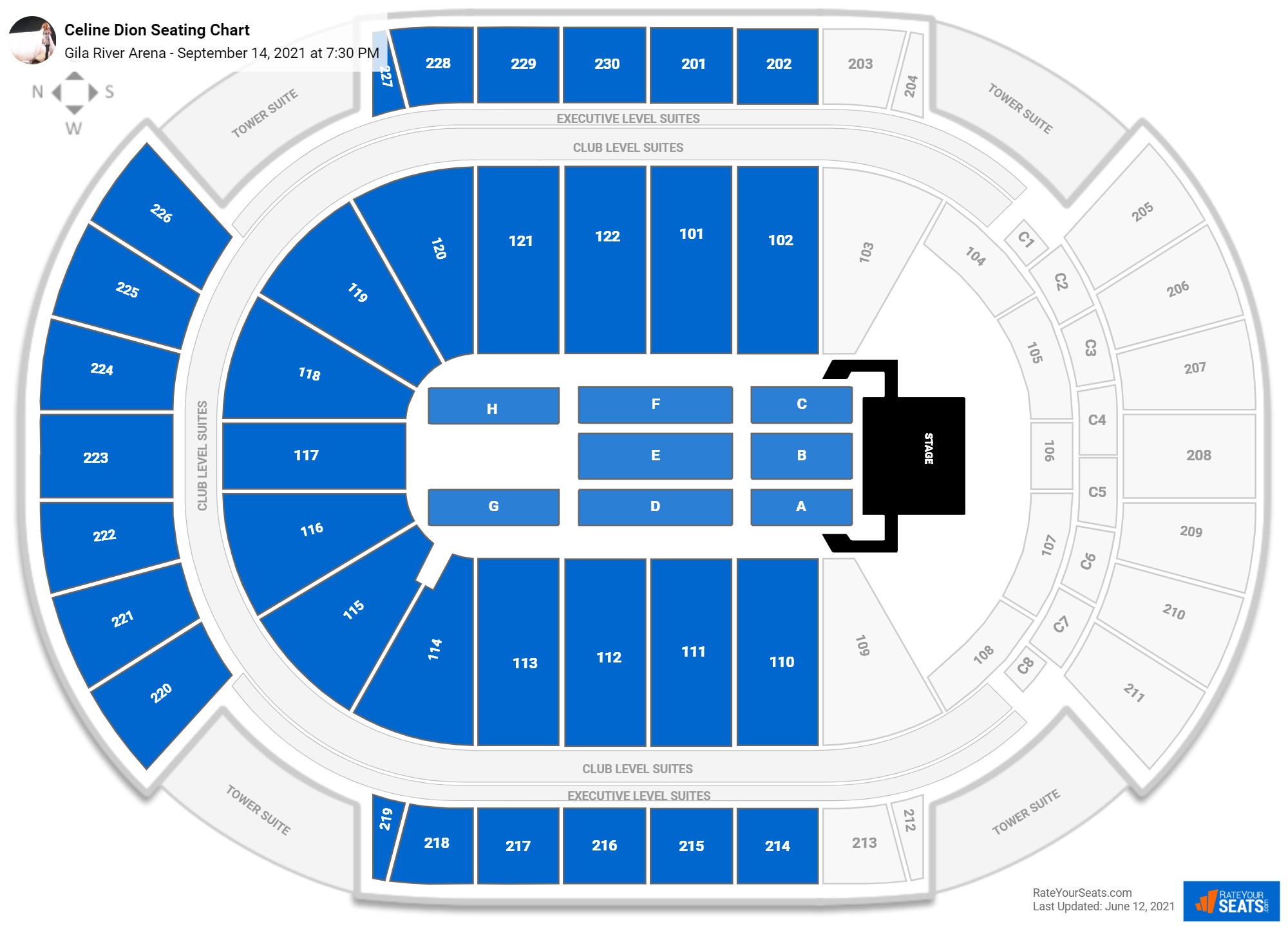 Celine Dion seating chart Gila River Arena