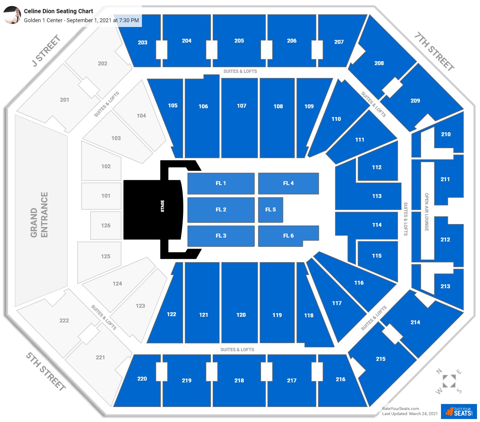 Celine Dion seating chart Golden 1 Center