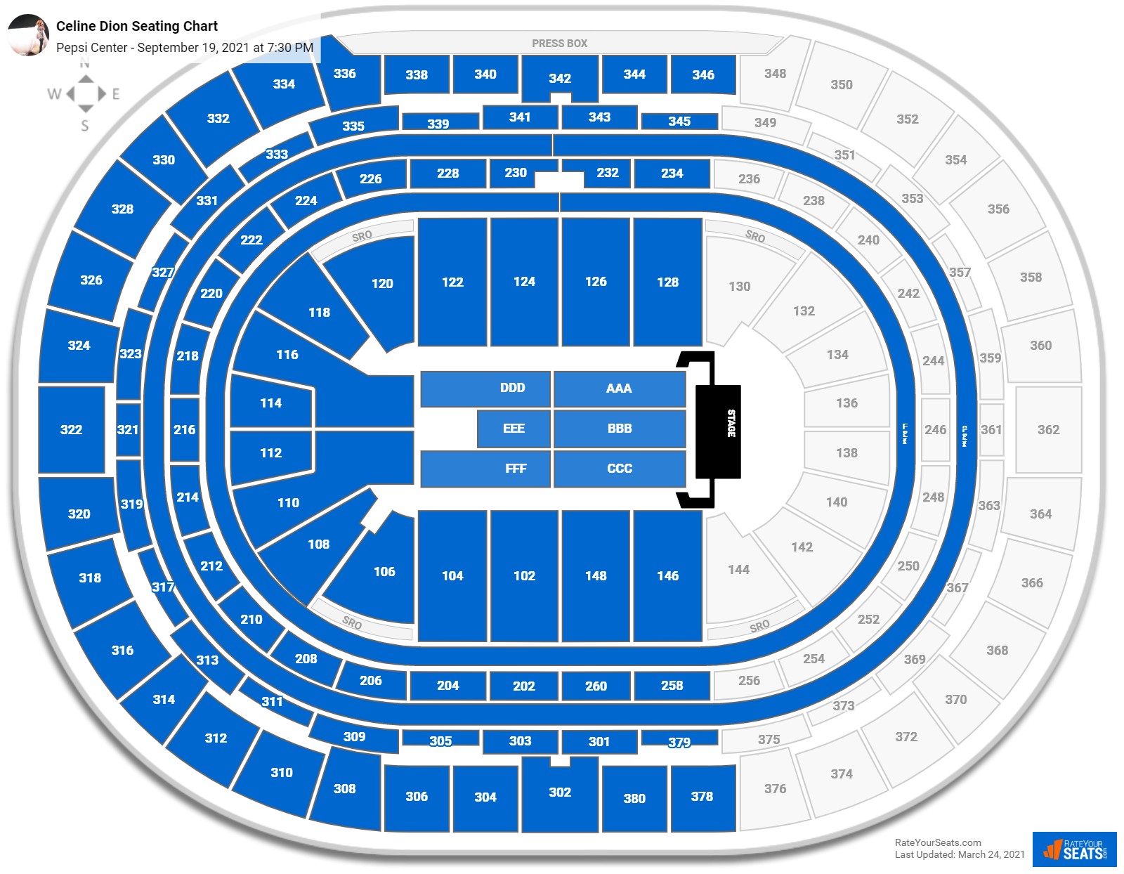 Celine Dion seating chart Ball Arena
