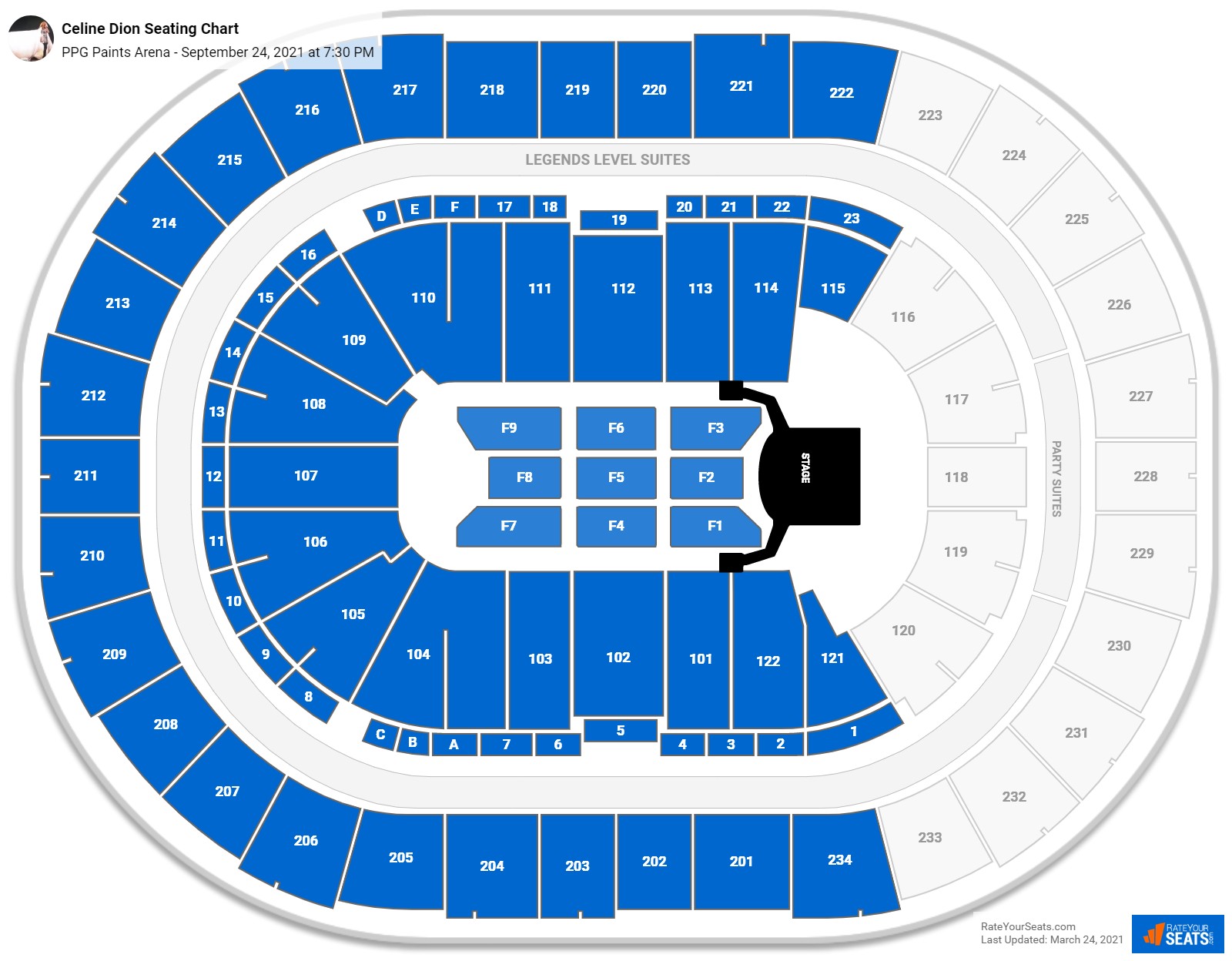 Celine Dion seating chart PPG Paints Arena