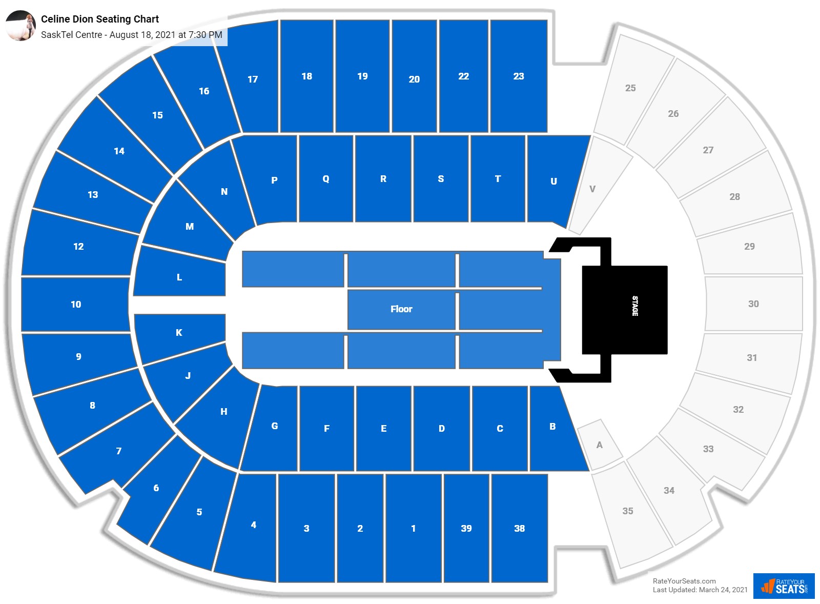 Celine Dion seating chart SaskTel Centre