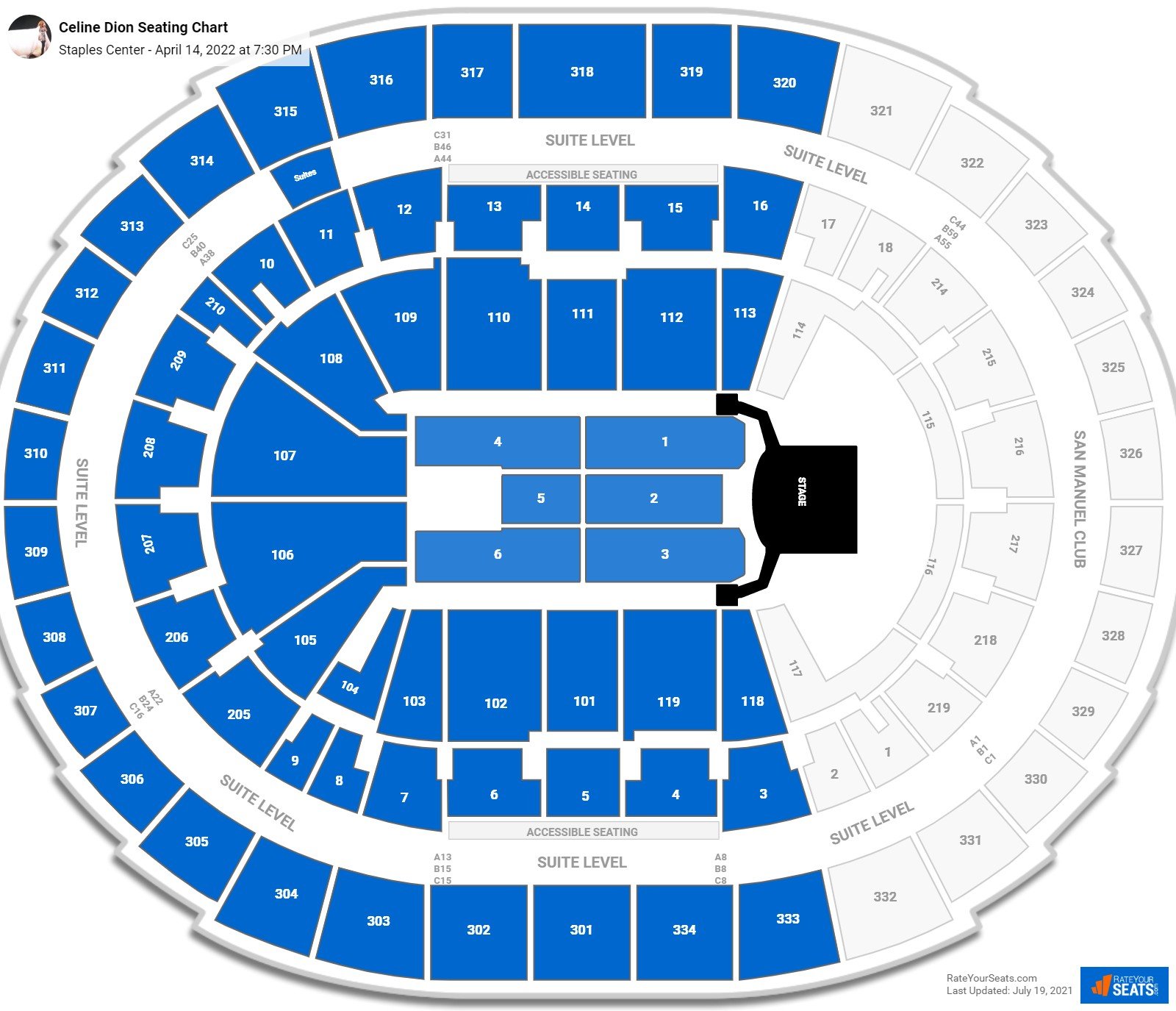 Celine Dion seating chart Staples Center