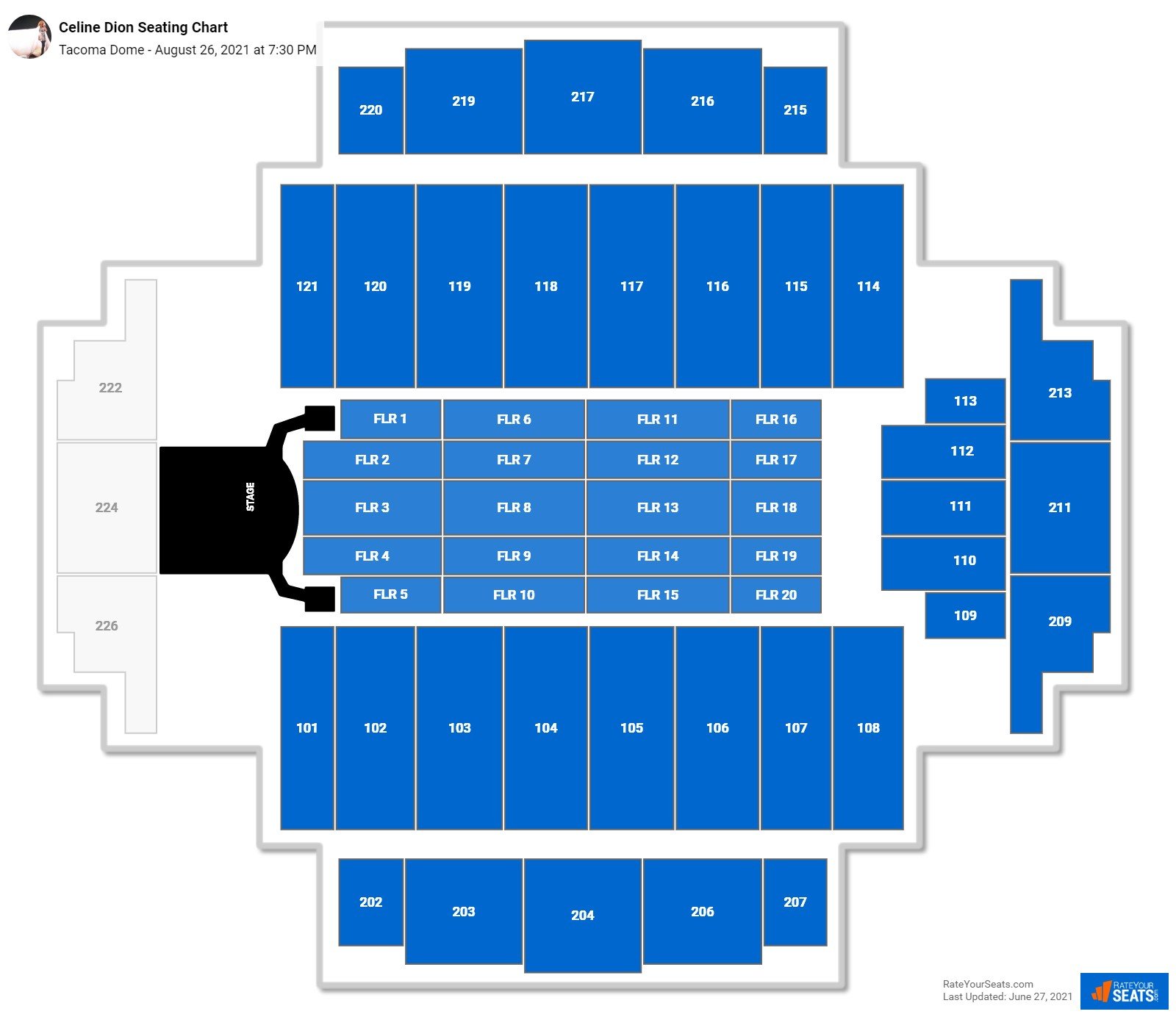 Celine Dion seating chart Tacoma Dome