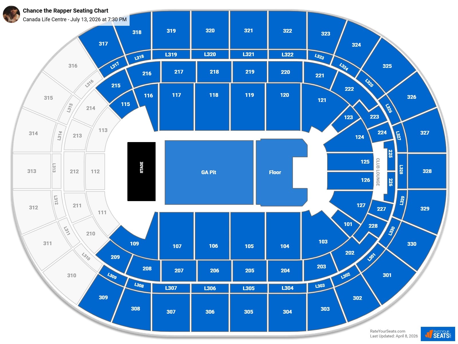 Chance the Rapper seating chart Canada Life Centre