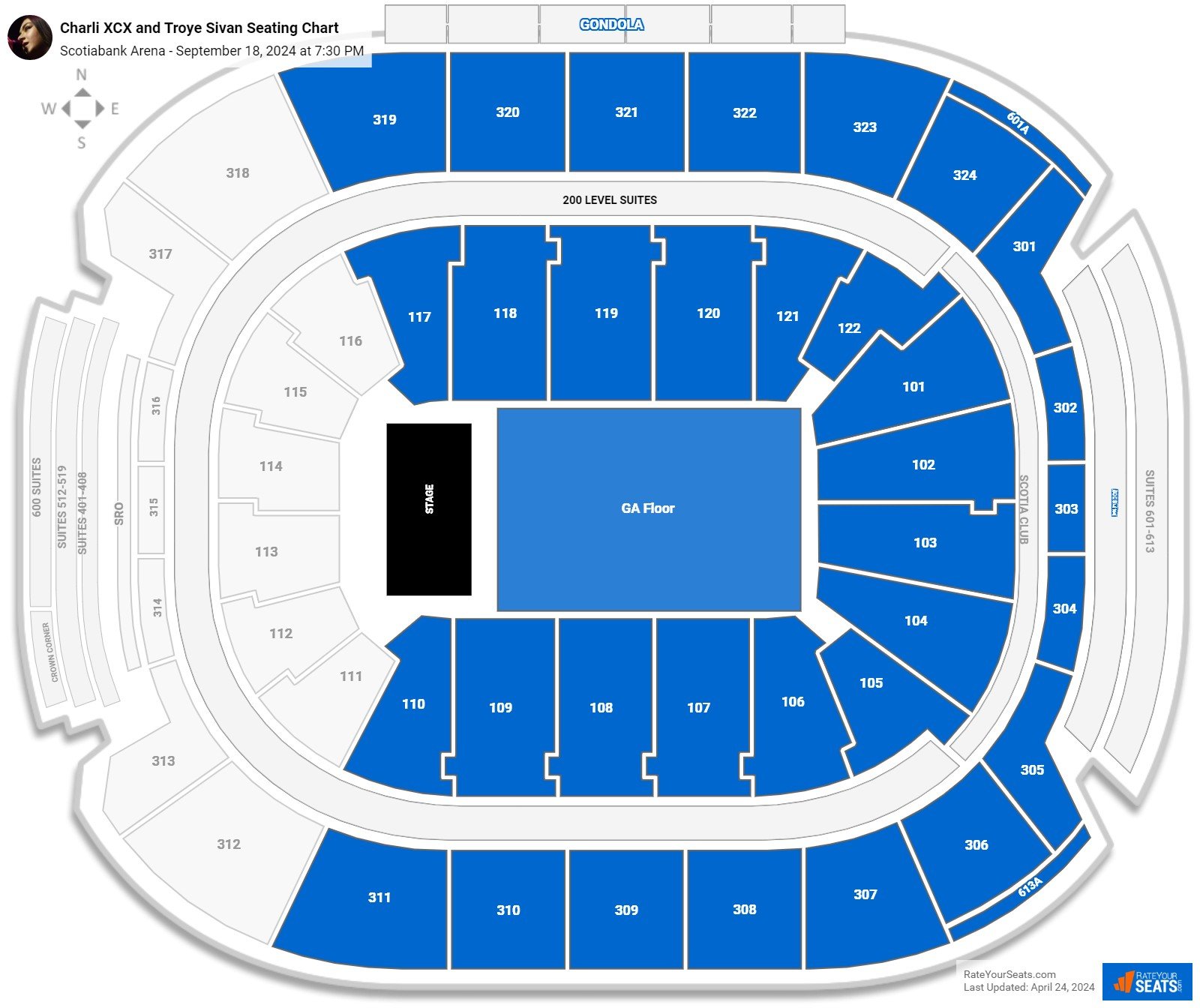 Charli XCX and Troye Sivan seating chart Scotiabank Arena