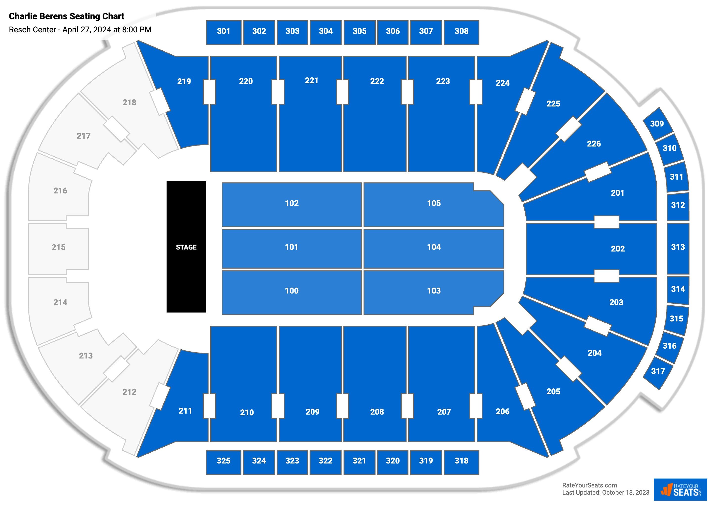 Charlie Berens seating chart Resch Center