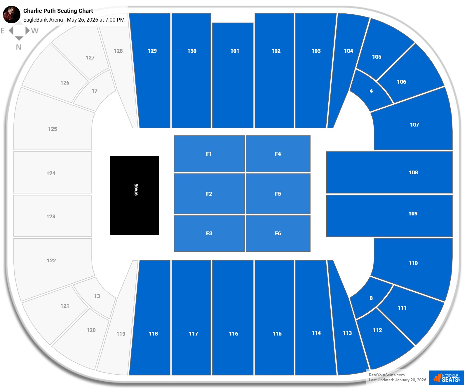 Charlie Puth seating chart EagleBank Arena