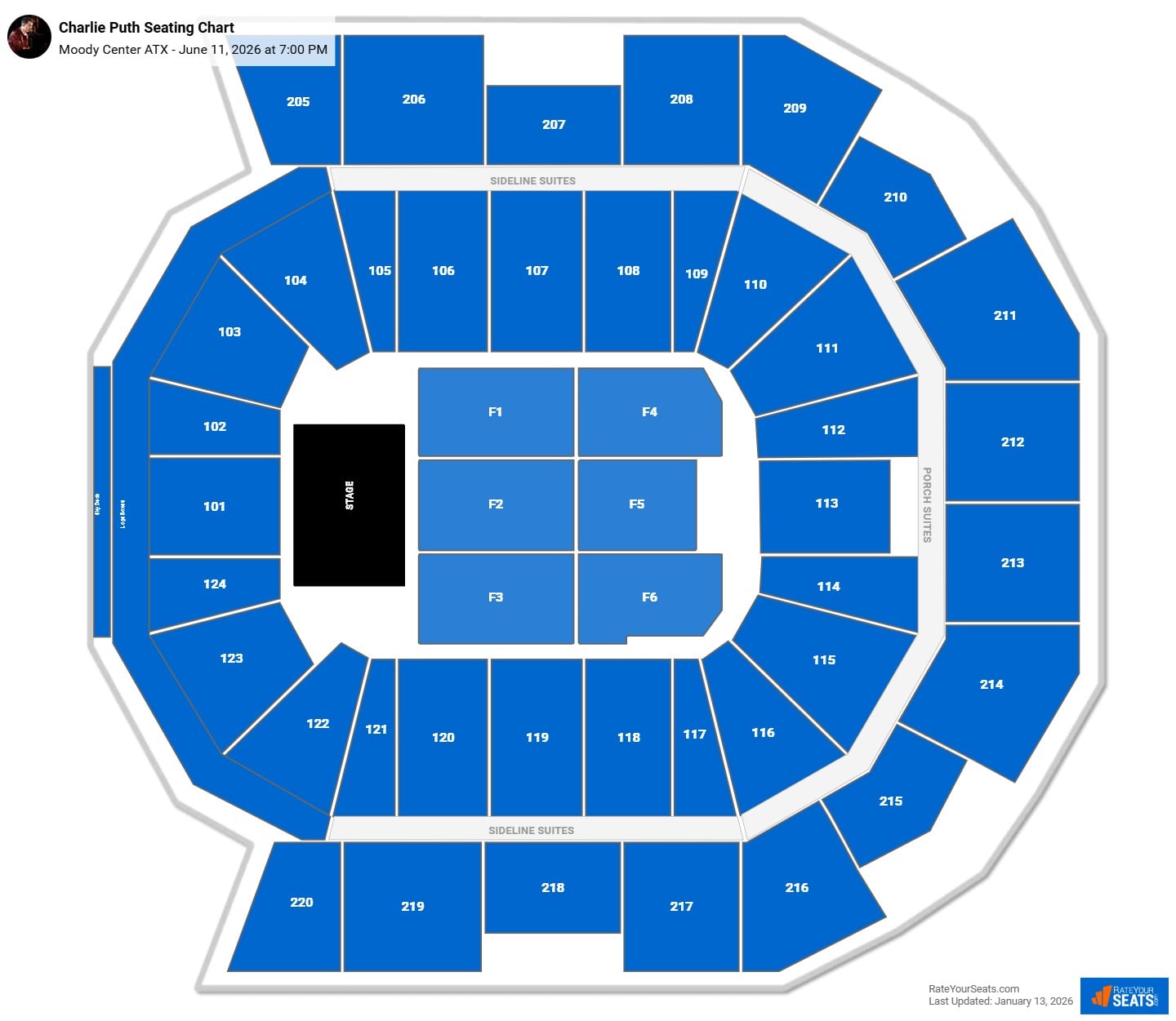 Charlie Puth seating chart Moody Center ATX