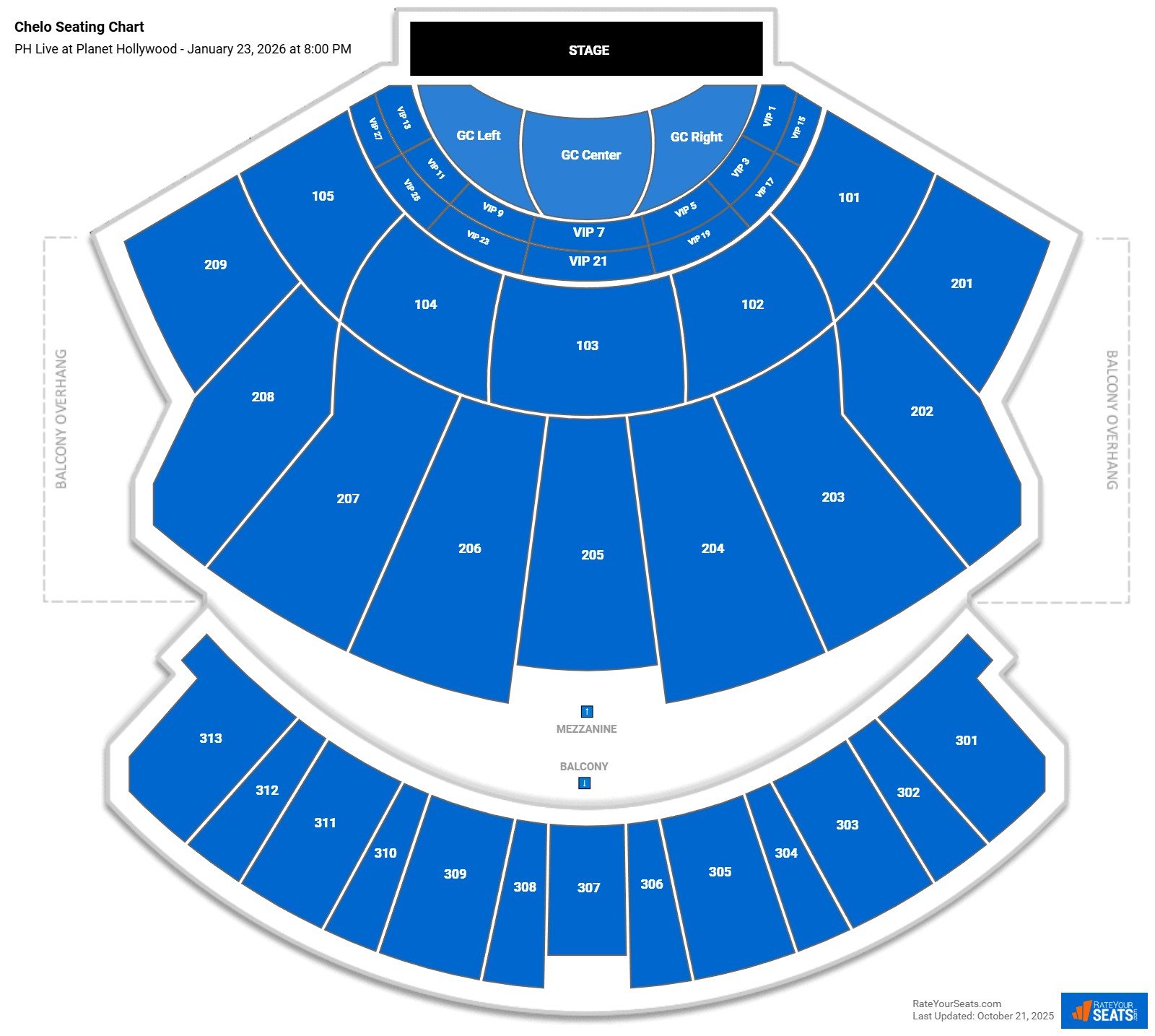 Chelo seating chart PH Live at Planet Hollywood