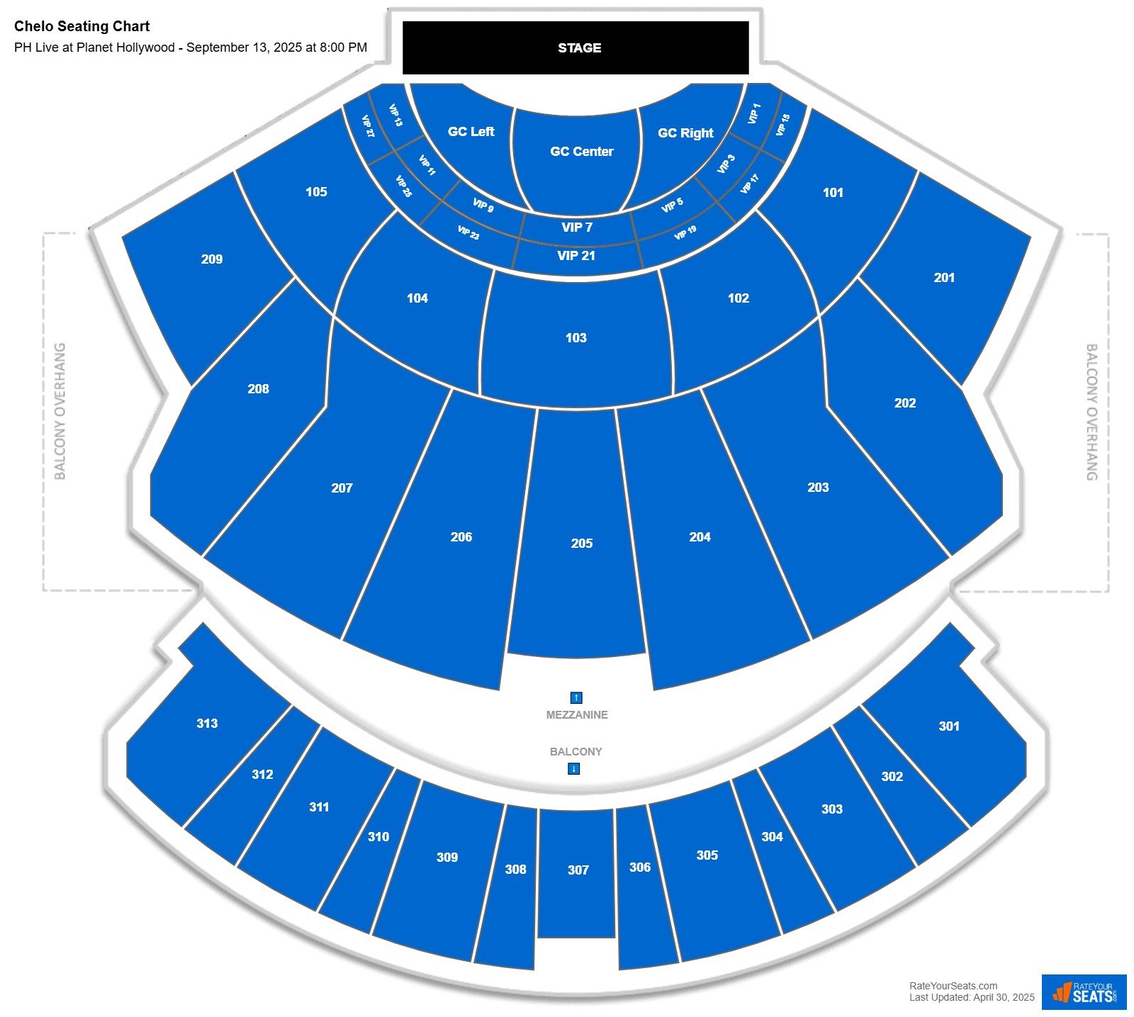 Chelo seating chart PH Live at Planet Hollywood