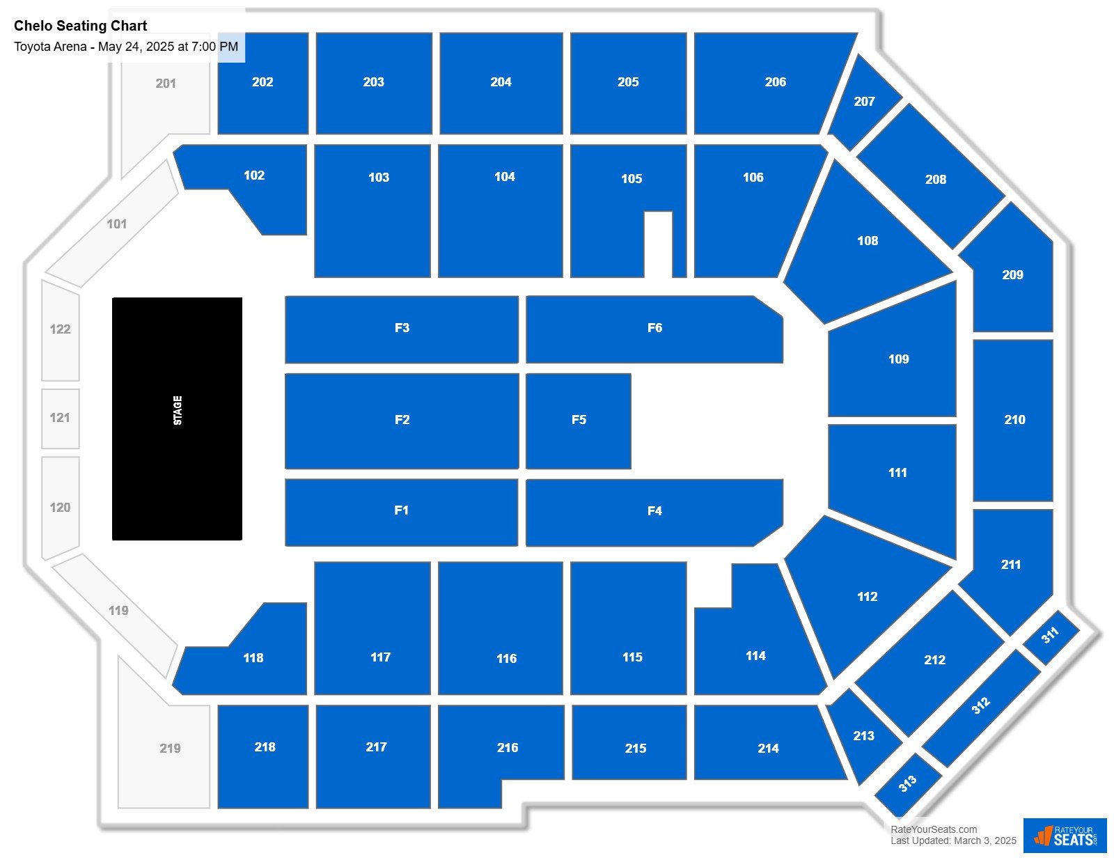 Chelo seating chart Toyota Arena