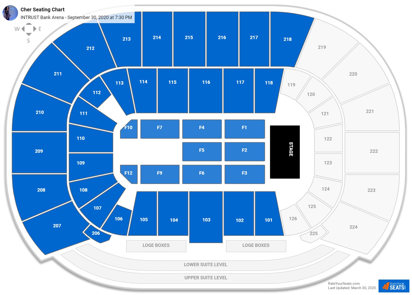 Cher seating chart INTRUST Bank Arena