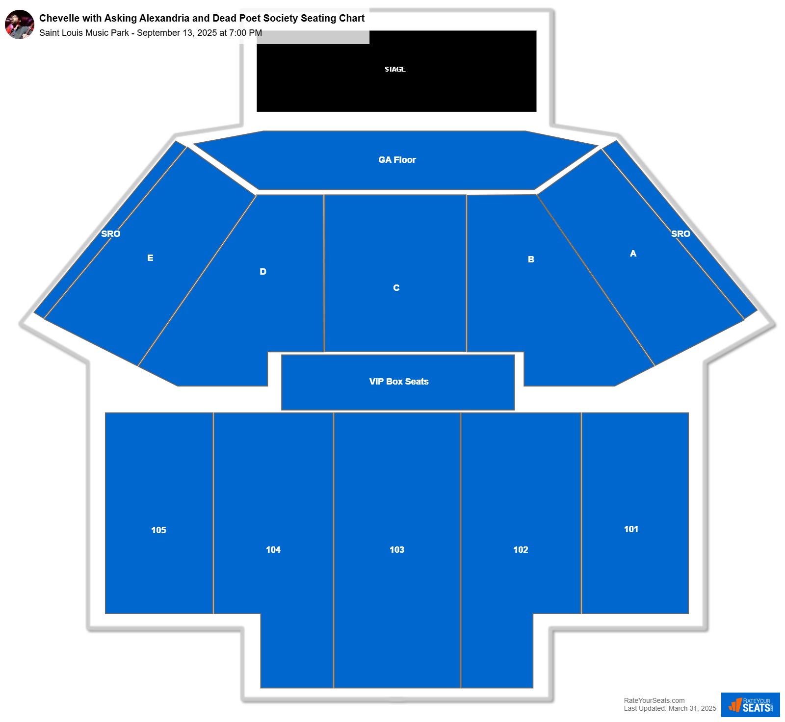 Chevelle with Asking Alexandria and Dead Poet Society seating chart Saint Louis Music Park