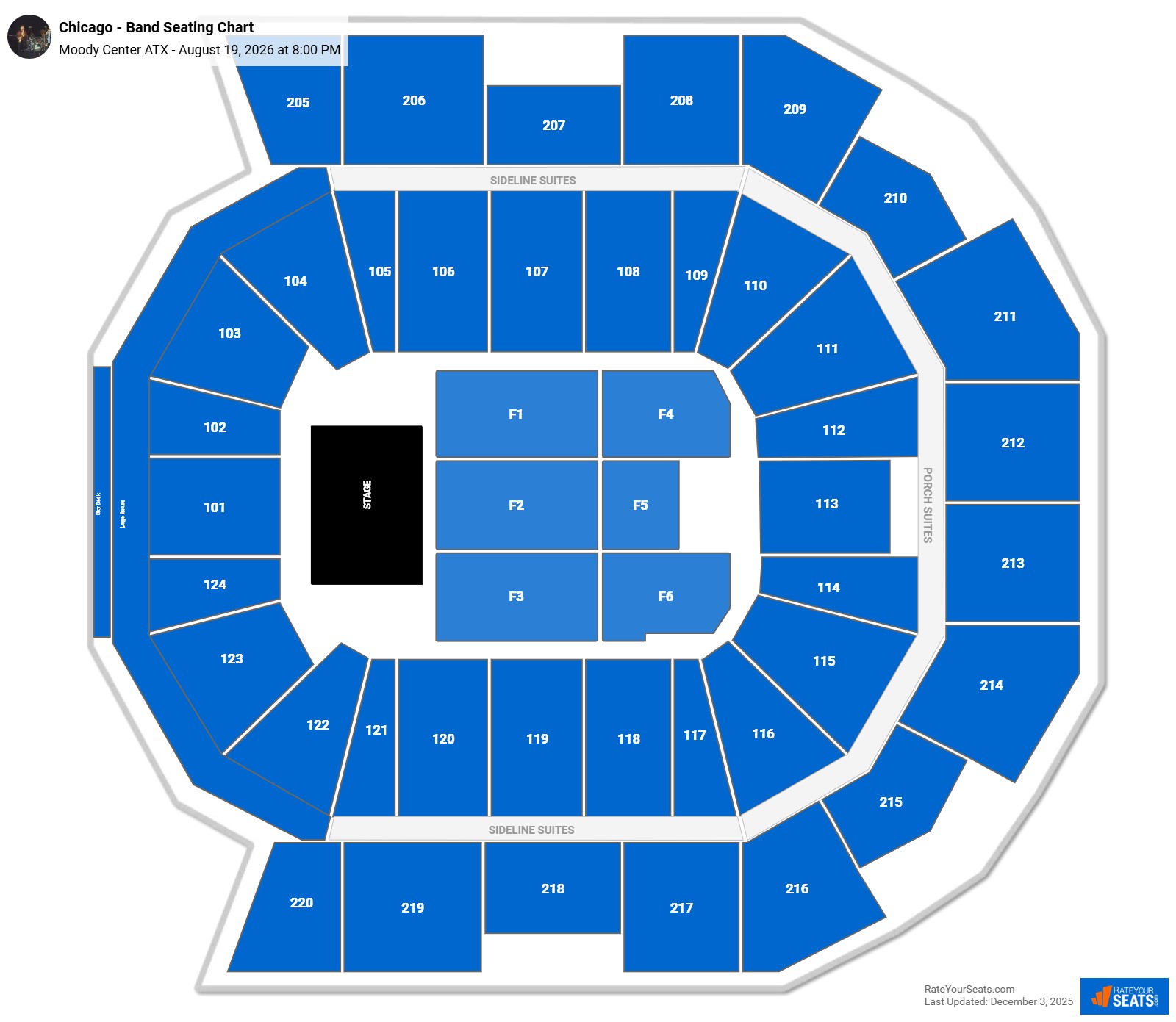 Chicago and Styx seating chart Moody Center ATX