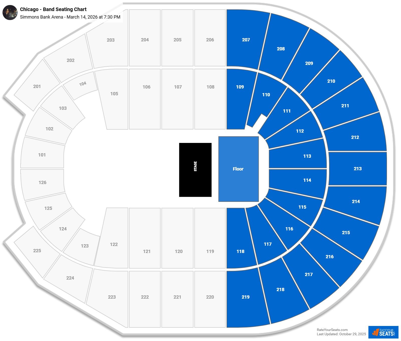Chicago - Band seating chart Simmons Bank Arena