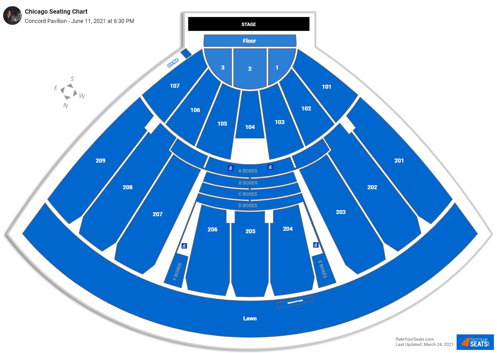 Concord Pavilion Seating Chart With Rows And Seat Numbers