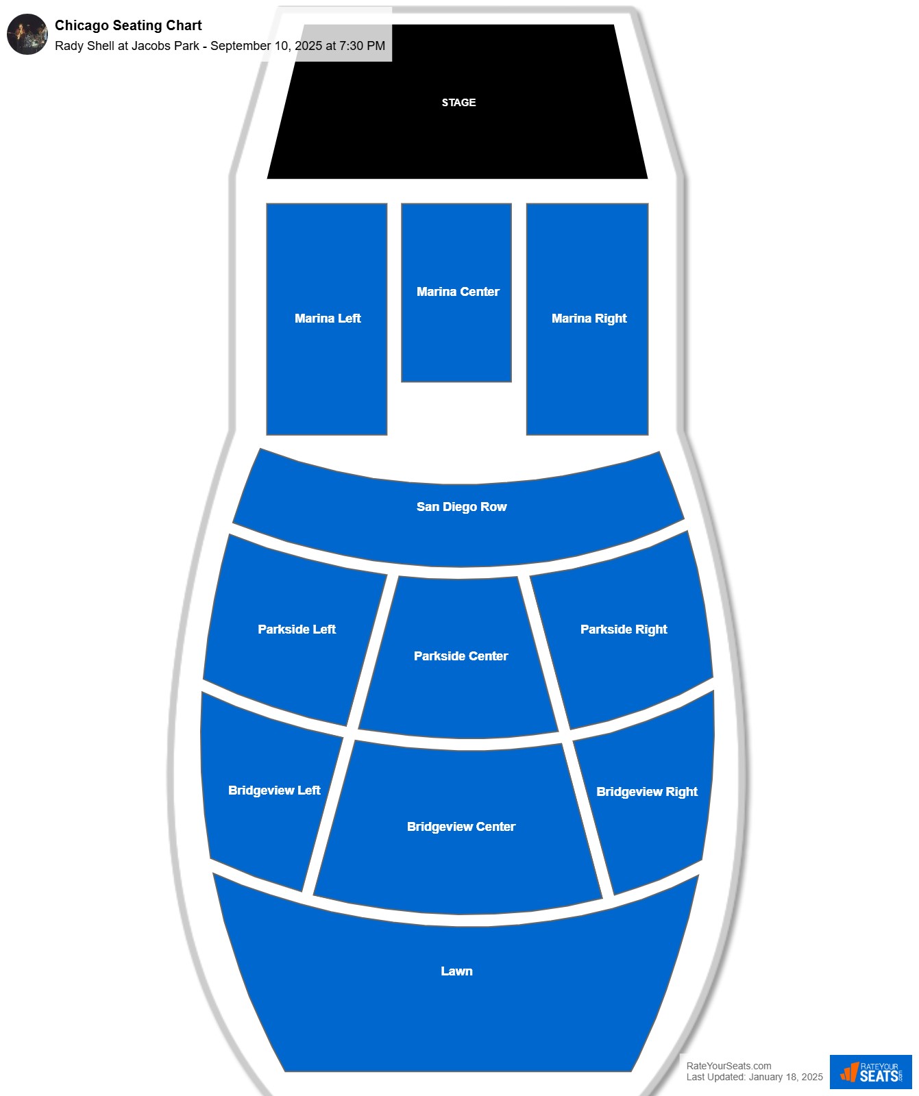 Chicago seating chart Rady Shell at Jacobs Park