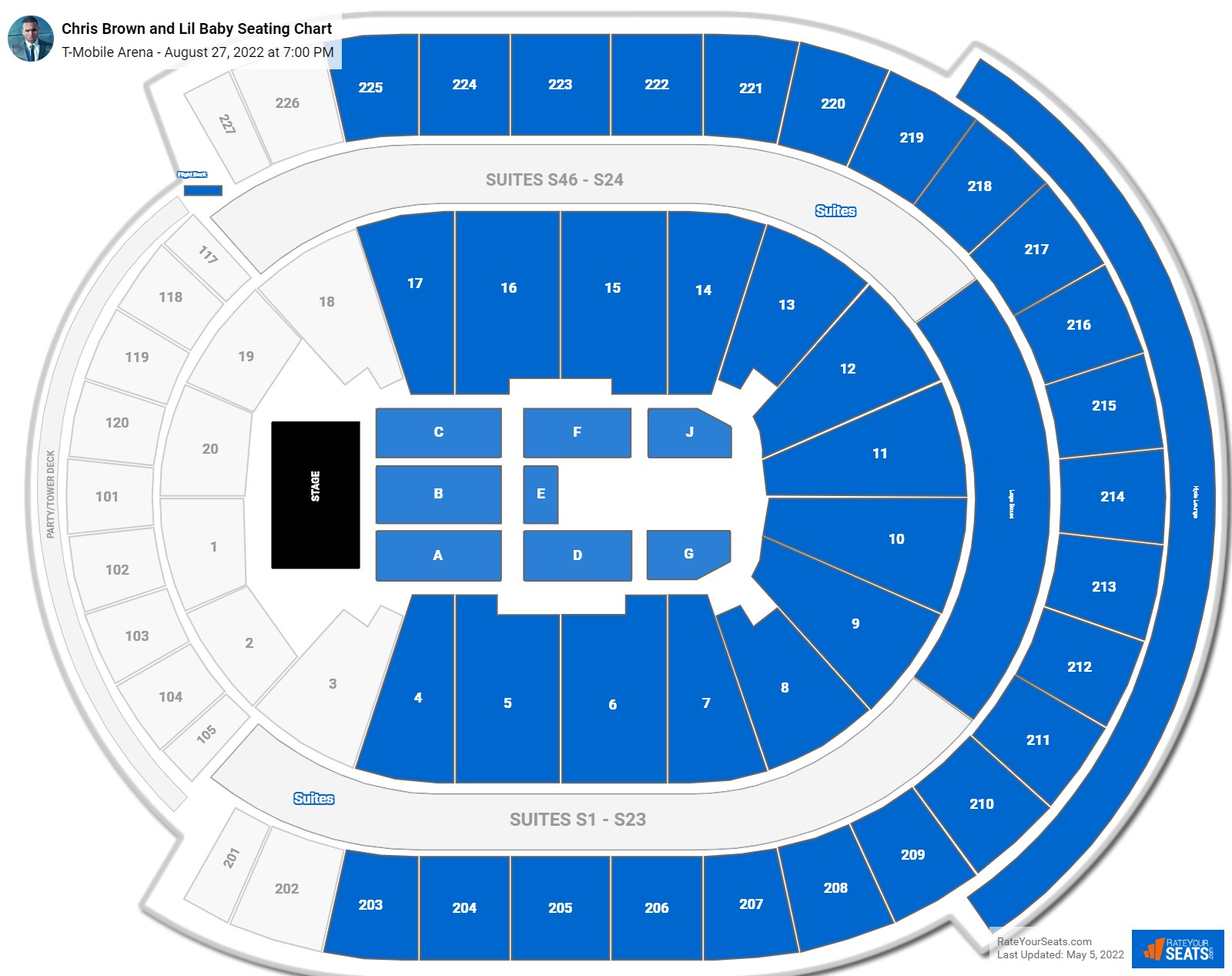 Chris Brown and Lil Baby seating chart T-Mobile Arena