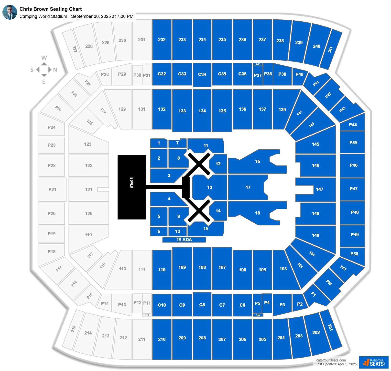 Chris Brown seating chart Camping World Stadium