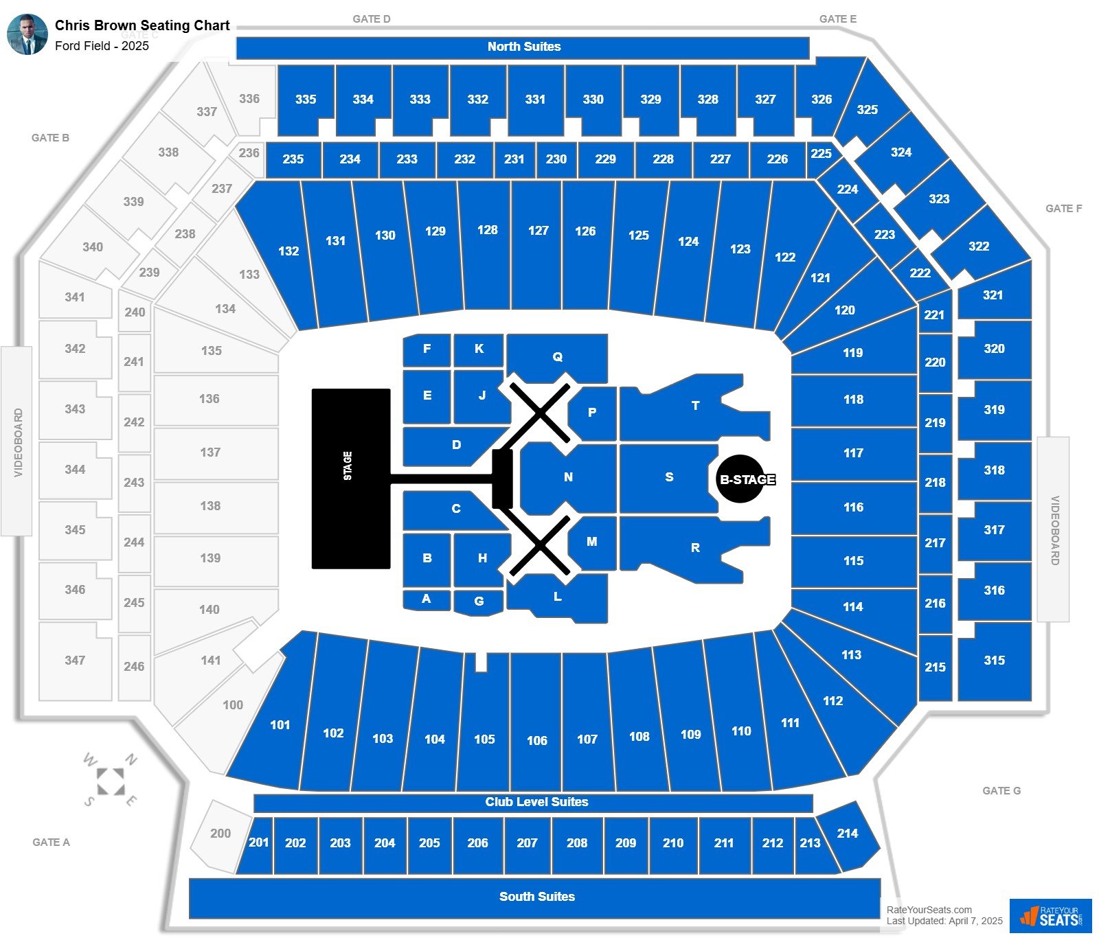 Chris Brown seating chart Ford Field