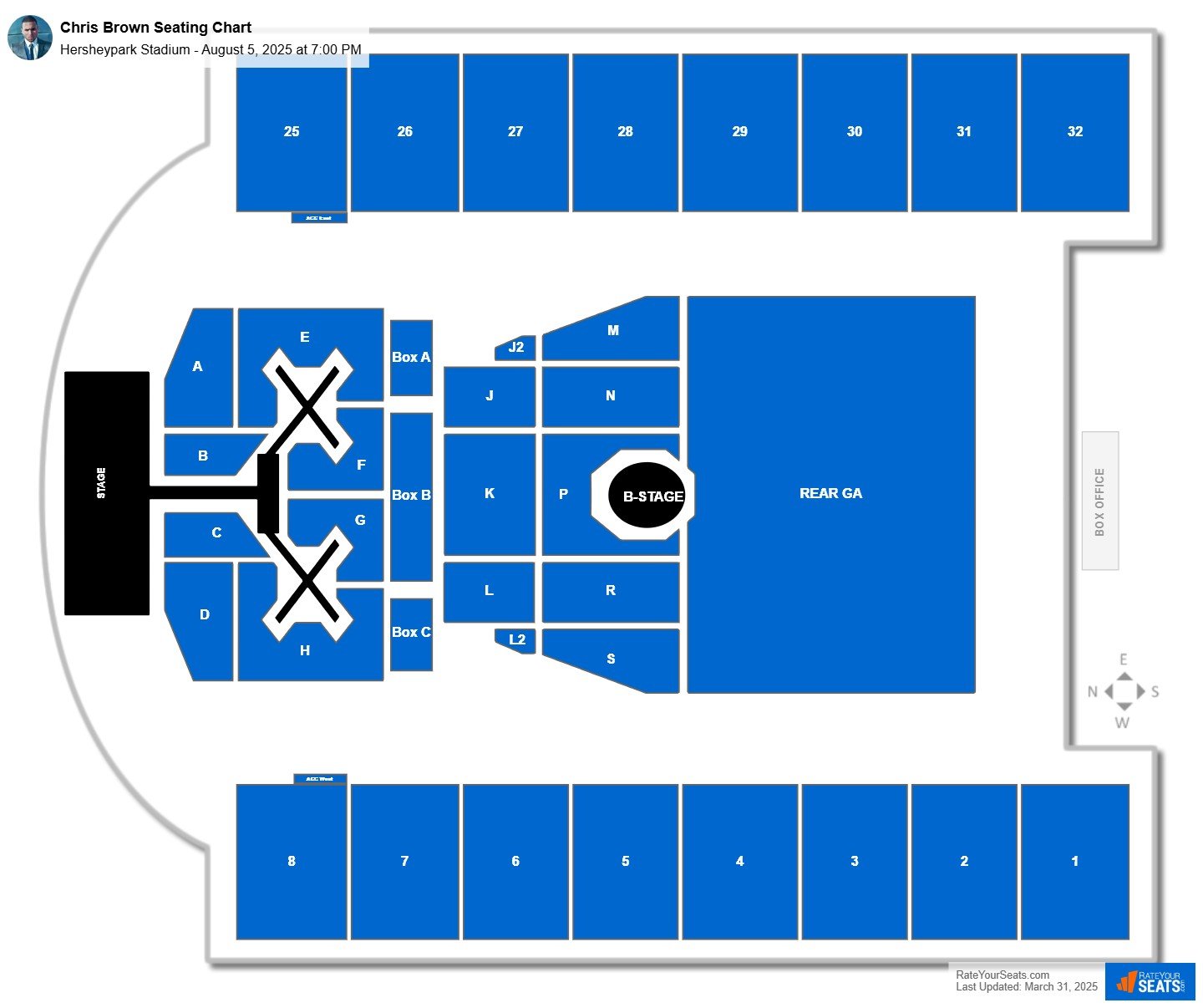 Chris Brown seating chart Hersheypark Stadium