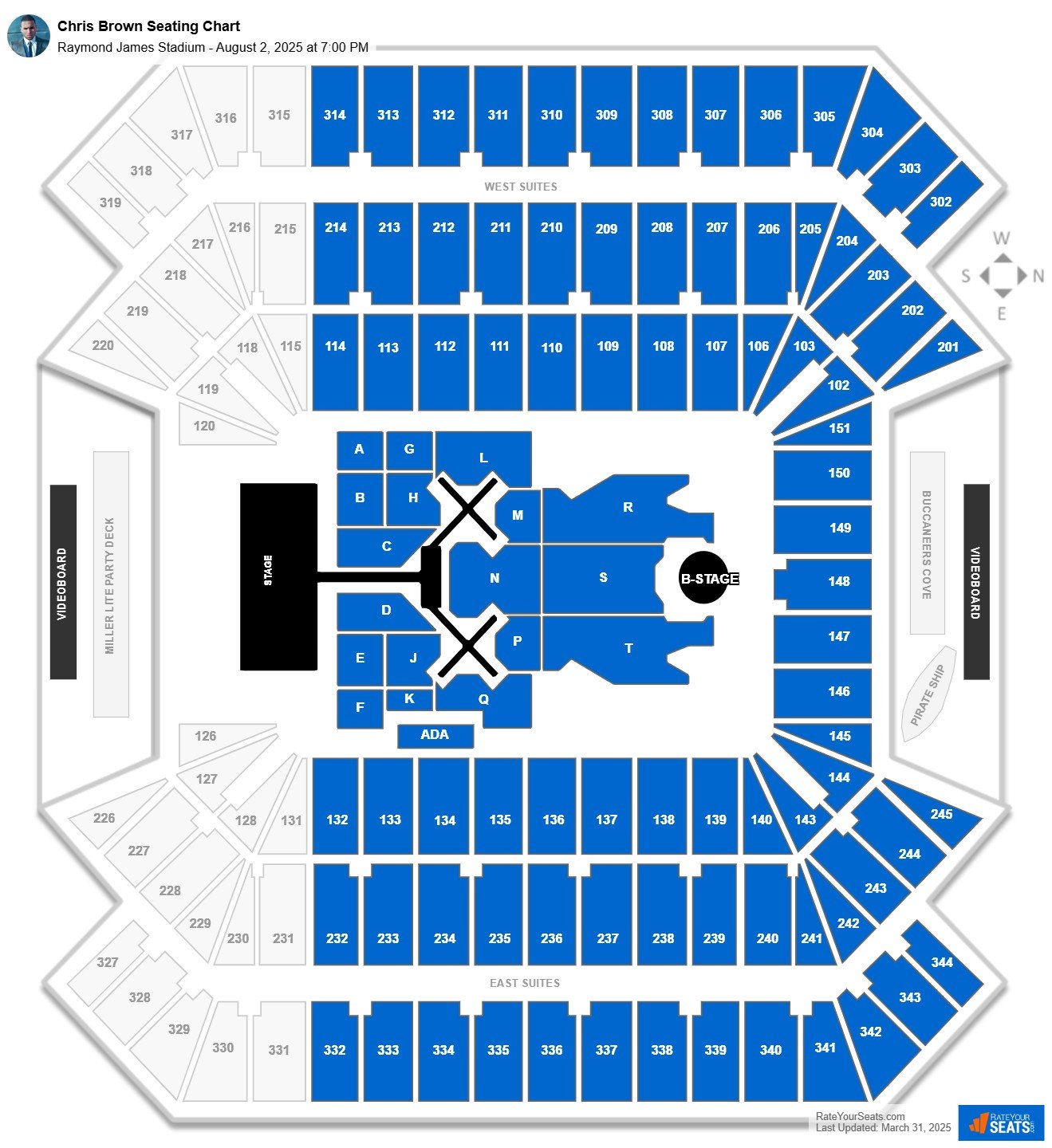 Chris Brown seating chart Raymond James Stadium