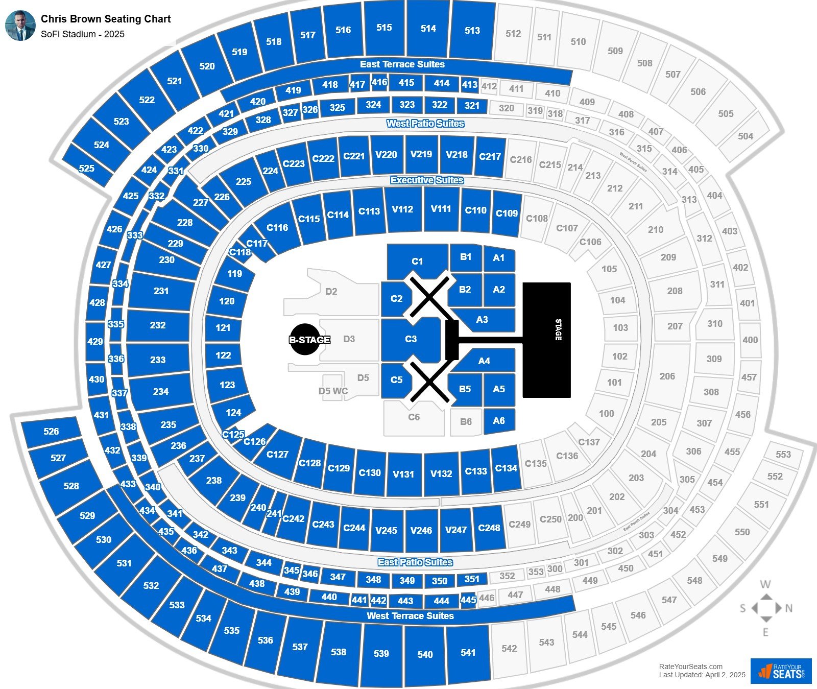Chris Brown seating chart SoFi Stadium