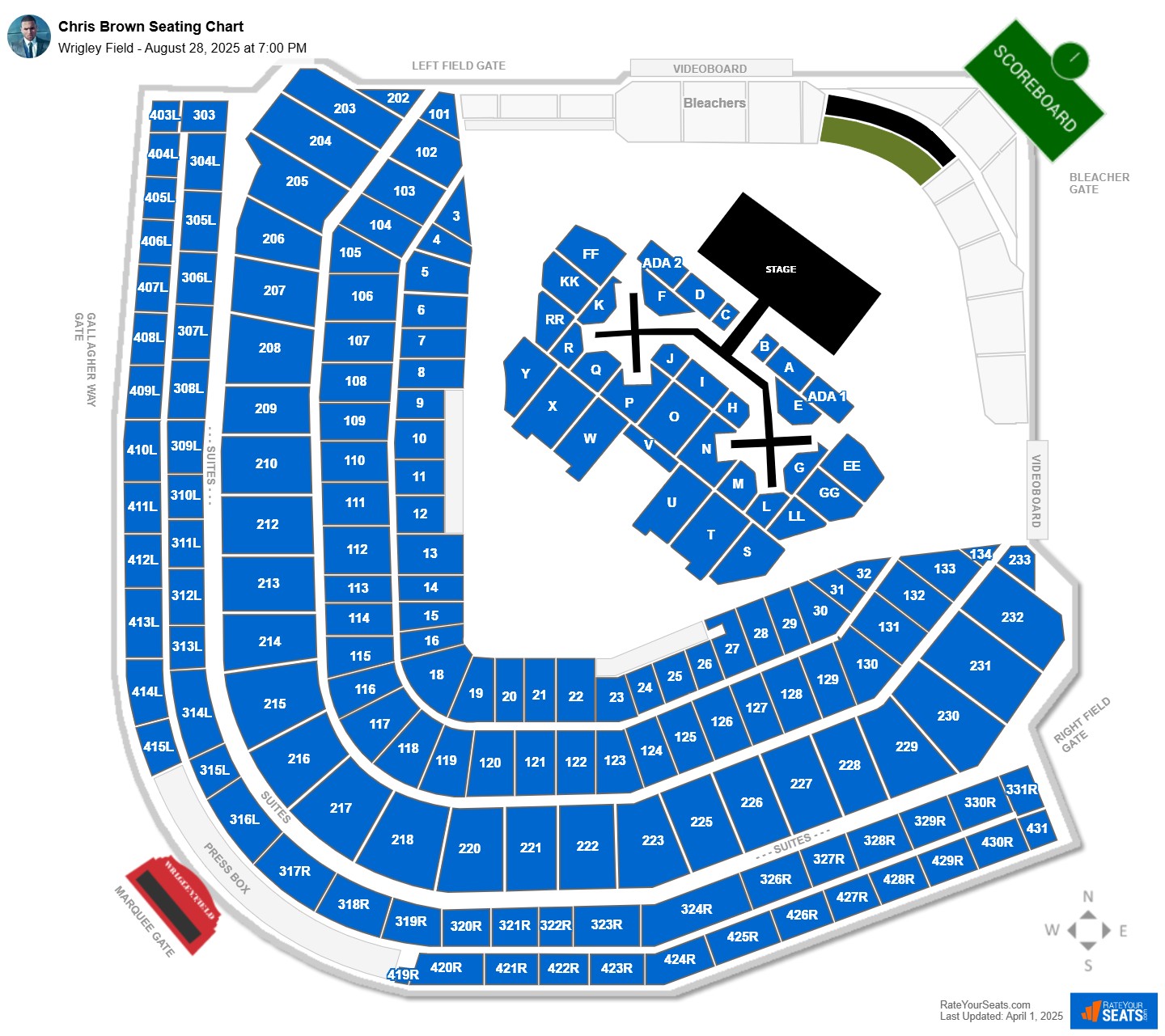 Chris Brown seating chart Wrigley Field